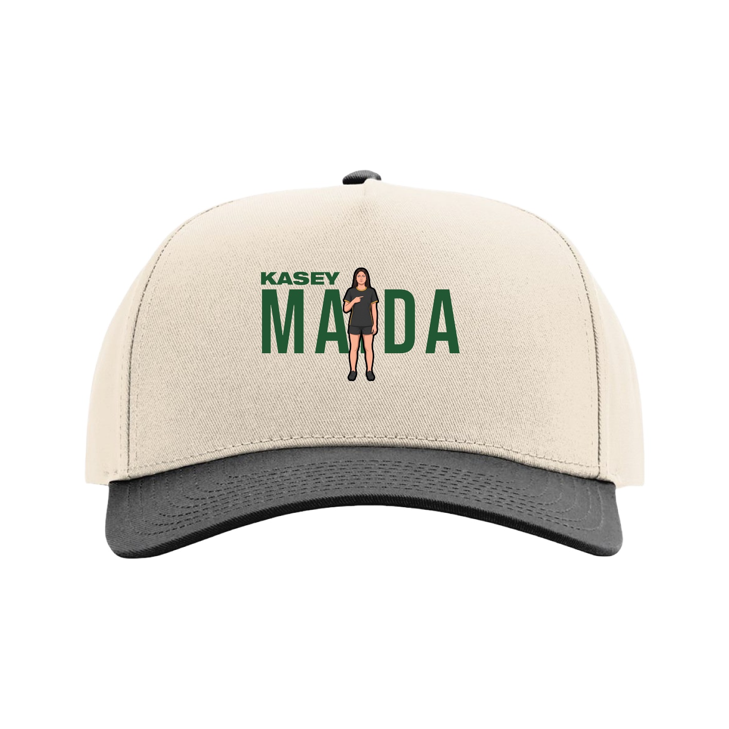 Full Fabric Five-Panel Champ Cap — Player Name in Cream/Black