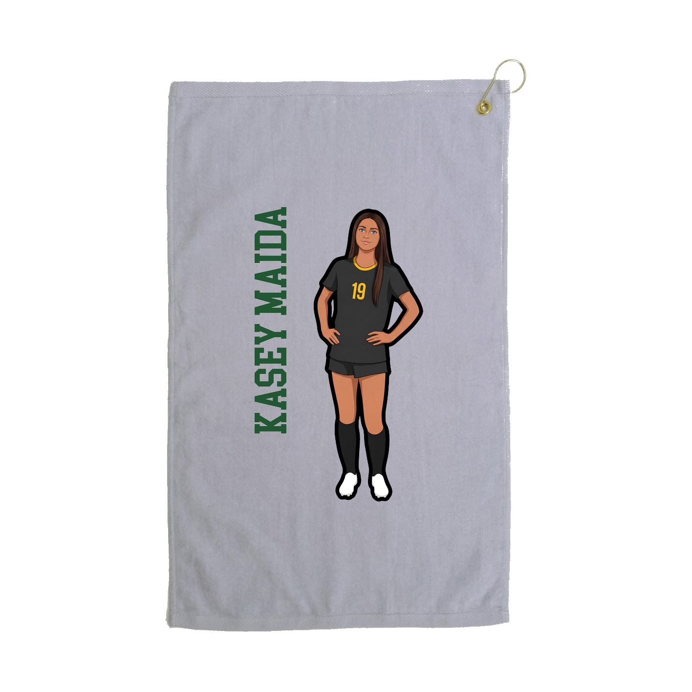 Golf Towel — Name Vertical in Grey