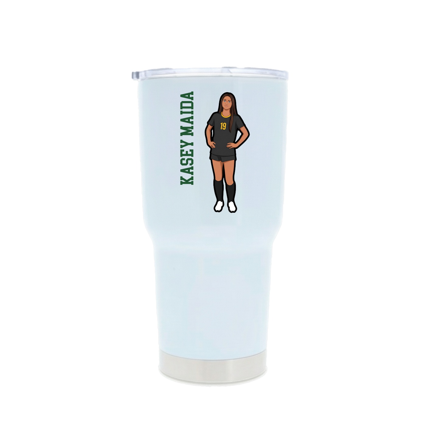 30oz Stainless Steel Tumbler — Name Vertical in White