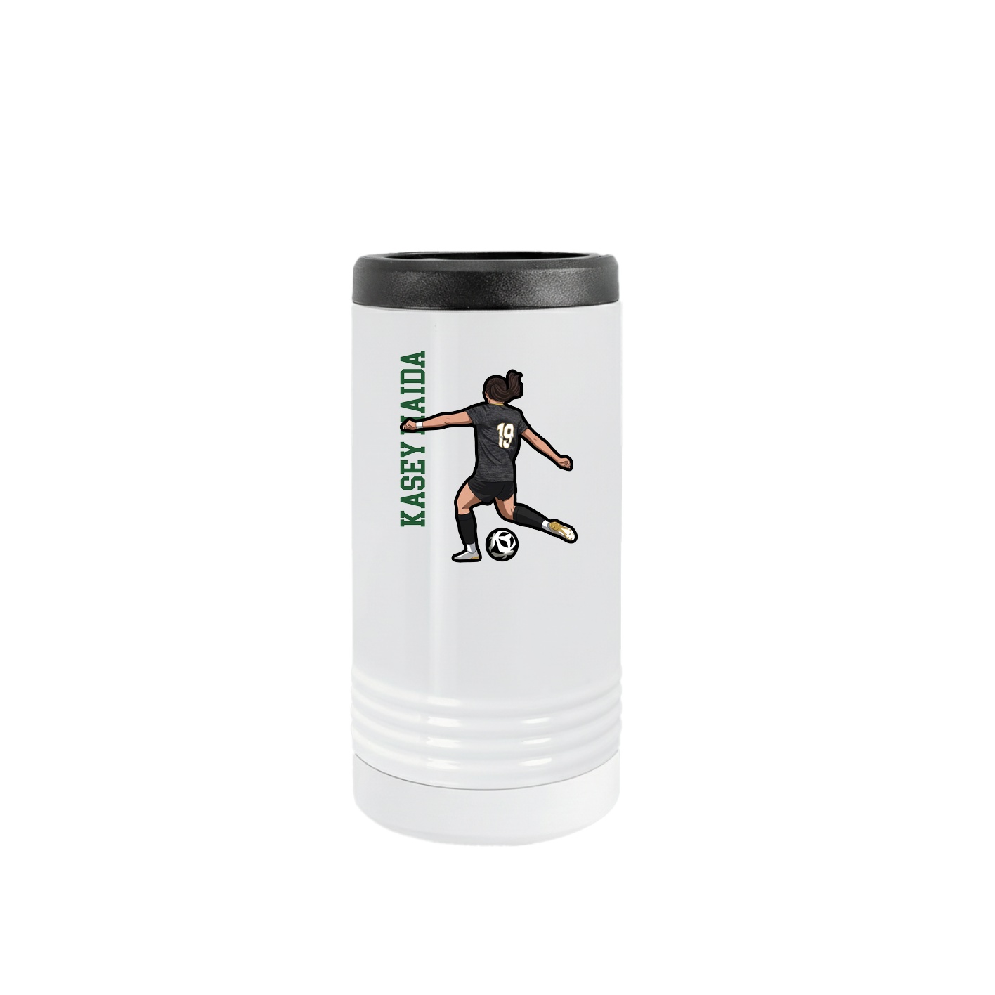 Slim Beverage Holder — Name Vertical in White