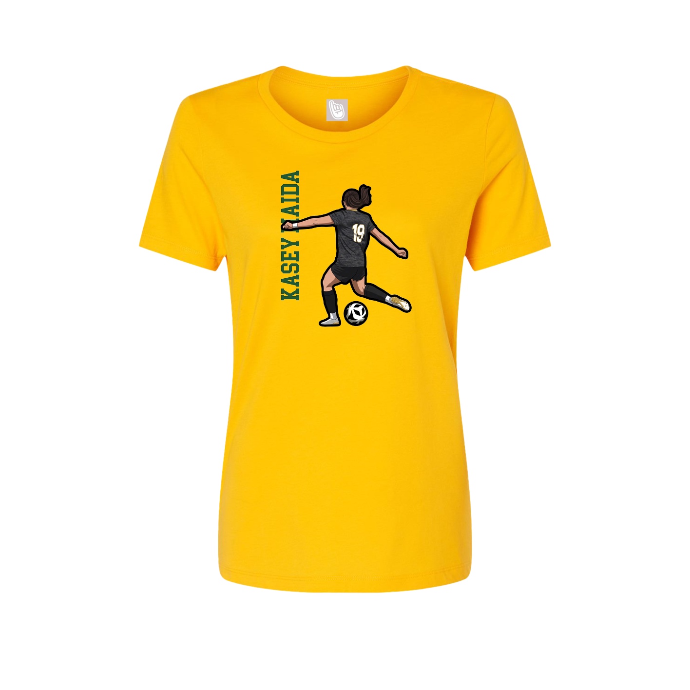Womens Tee — Name Vertical in Gold