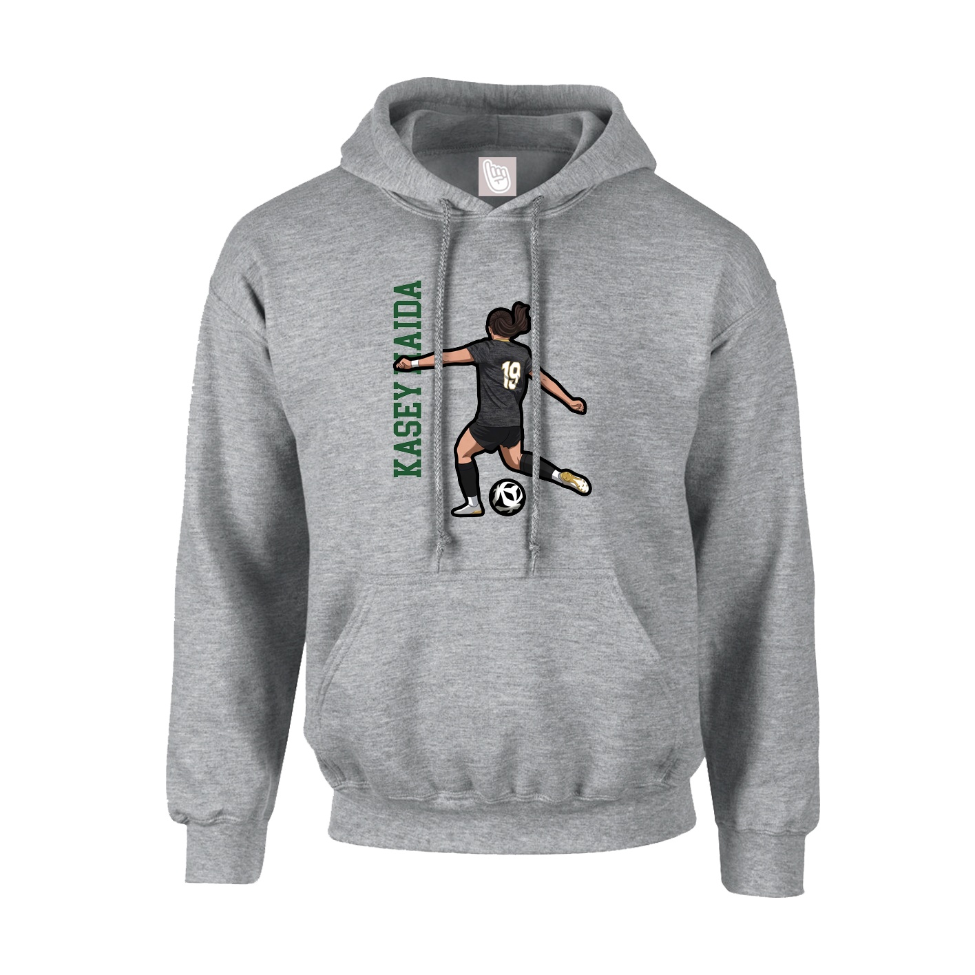 Hoodie — Name Vertical in Grey