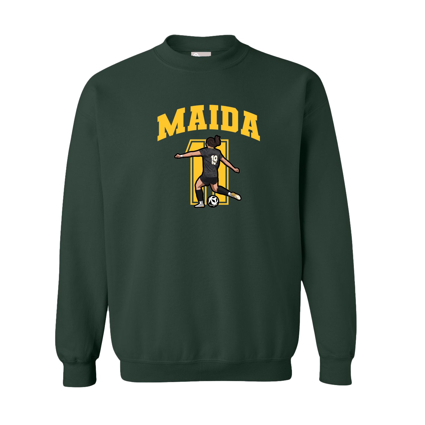 Fleece Crew — Number in Green