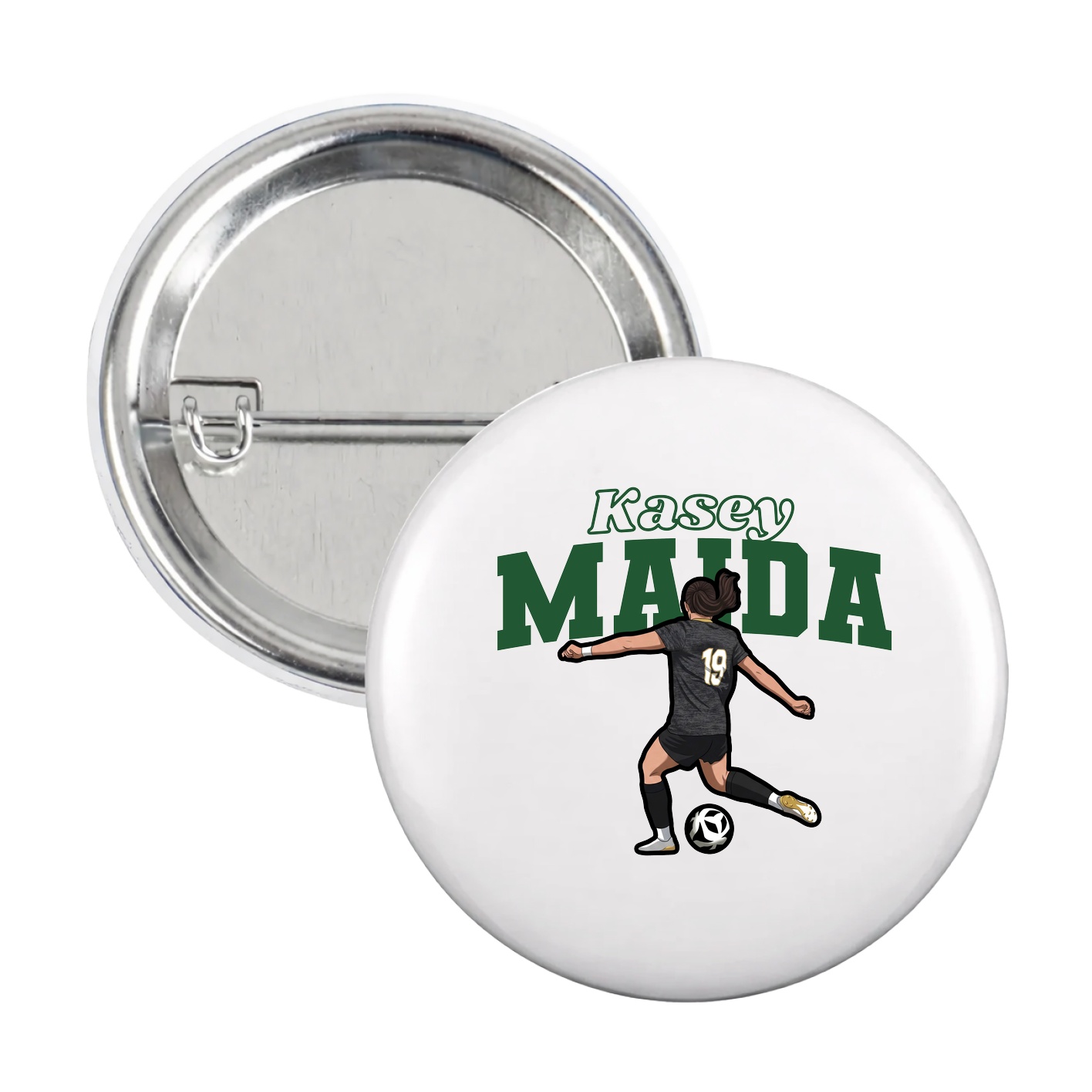 Game Day Button — Name Arch in White