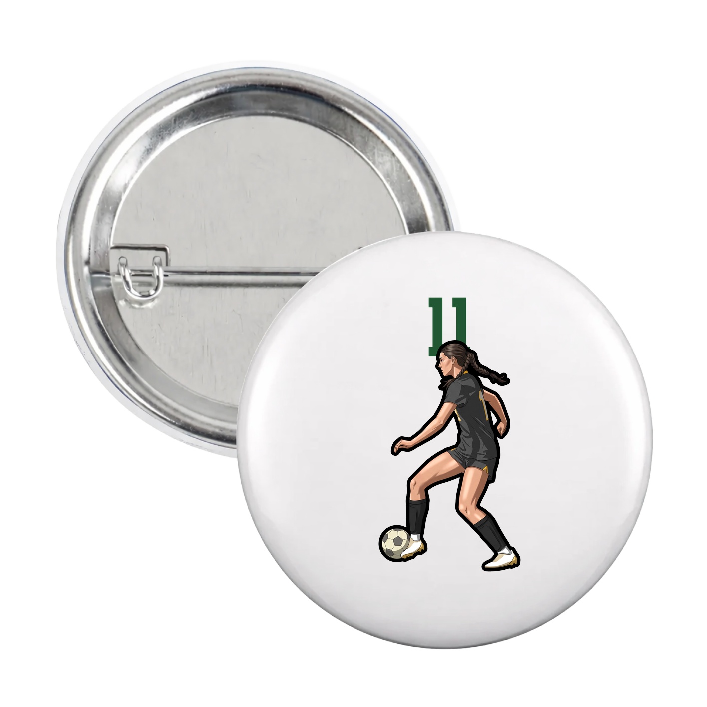 Game Day Button — Number Top in White