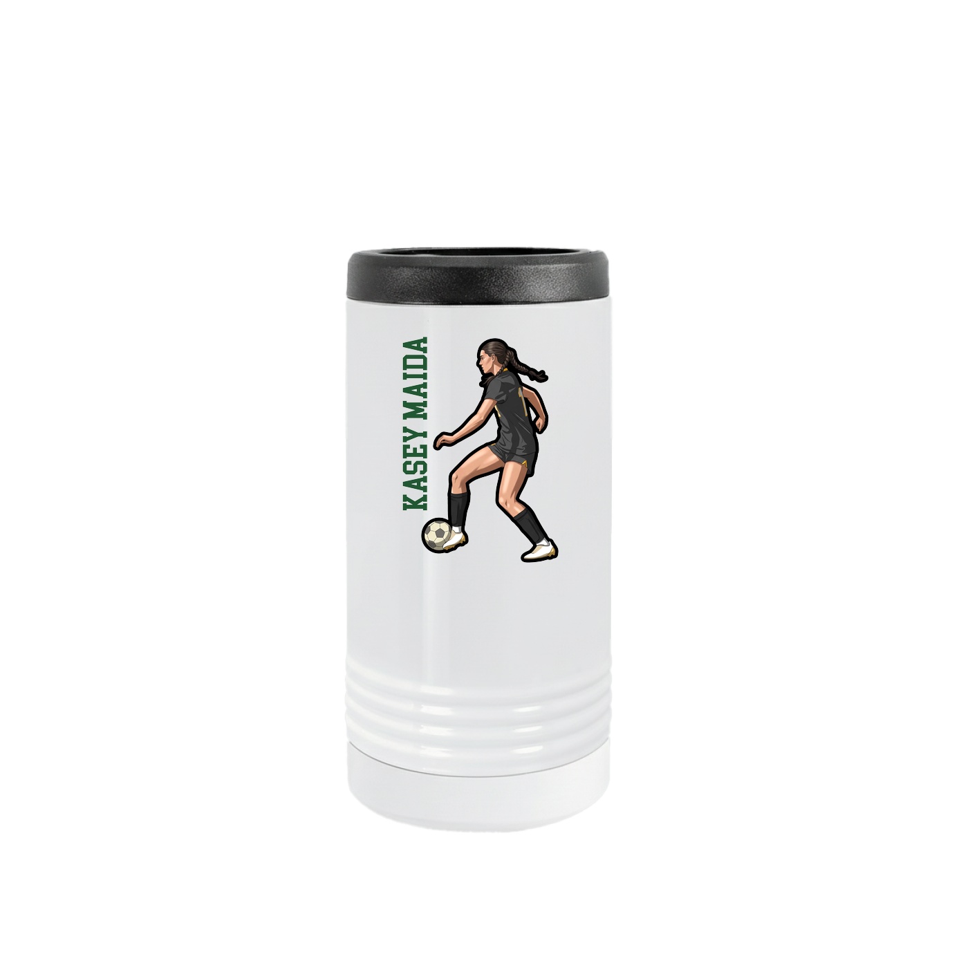 Slim Beverage Holder — Name Vertical in White