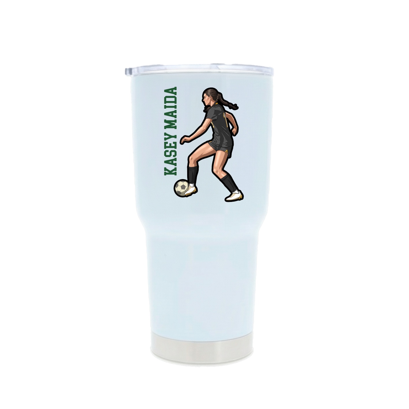 30oz Stainless Steel Tumbler — Name Vertical in White