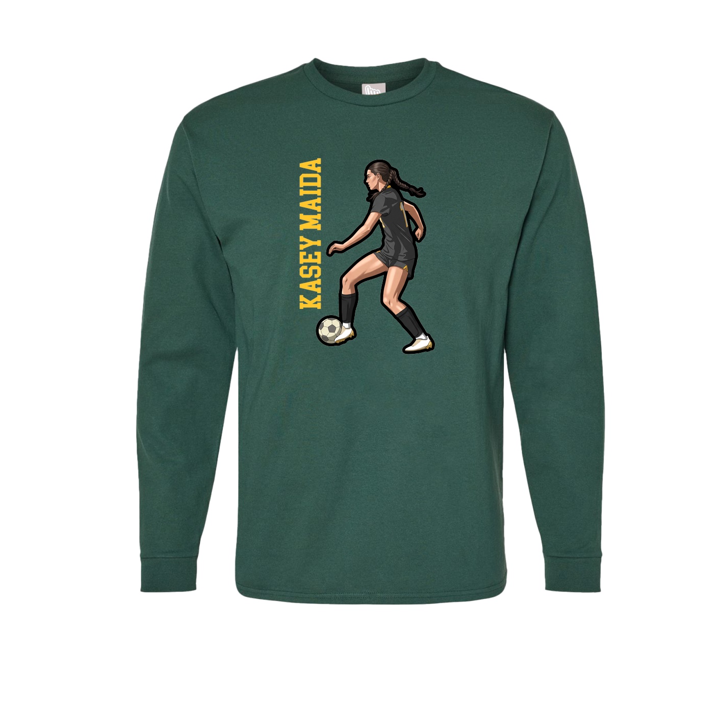 Long Sleeve Tee — Name Vertical in Green