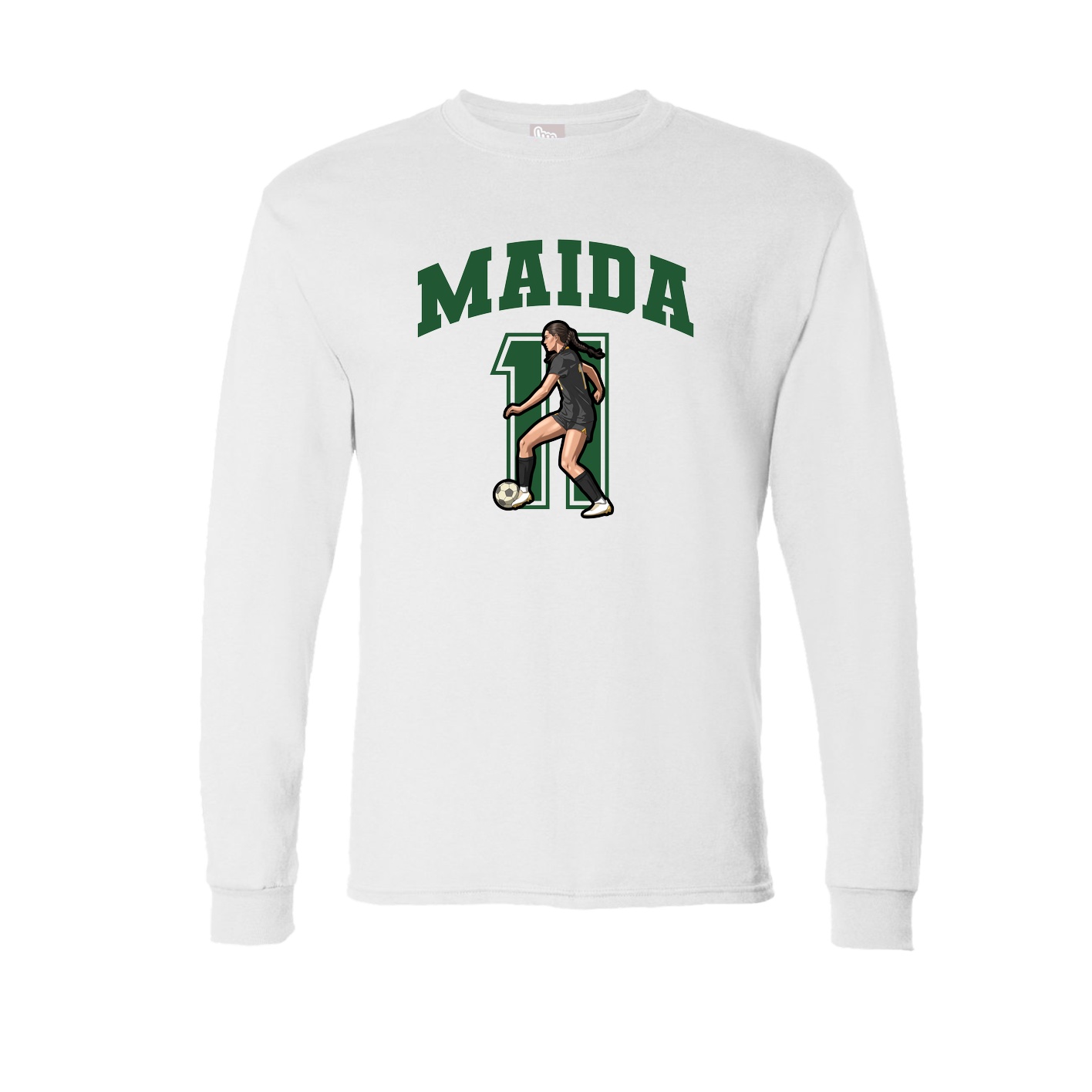 Long Sleeve Tee — Number in White