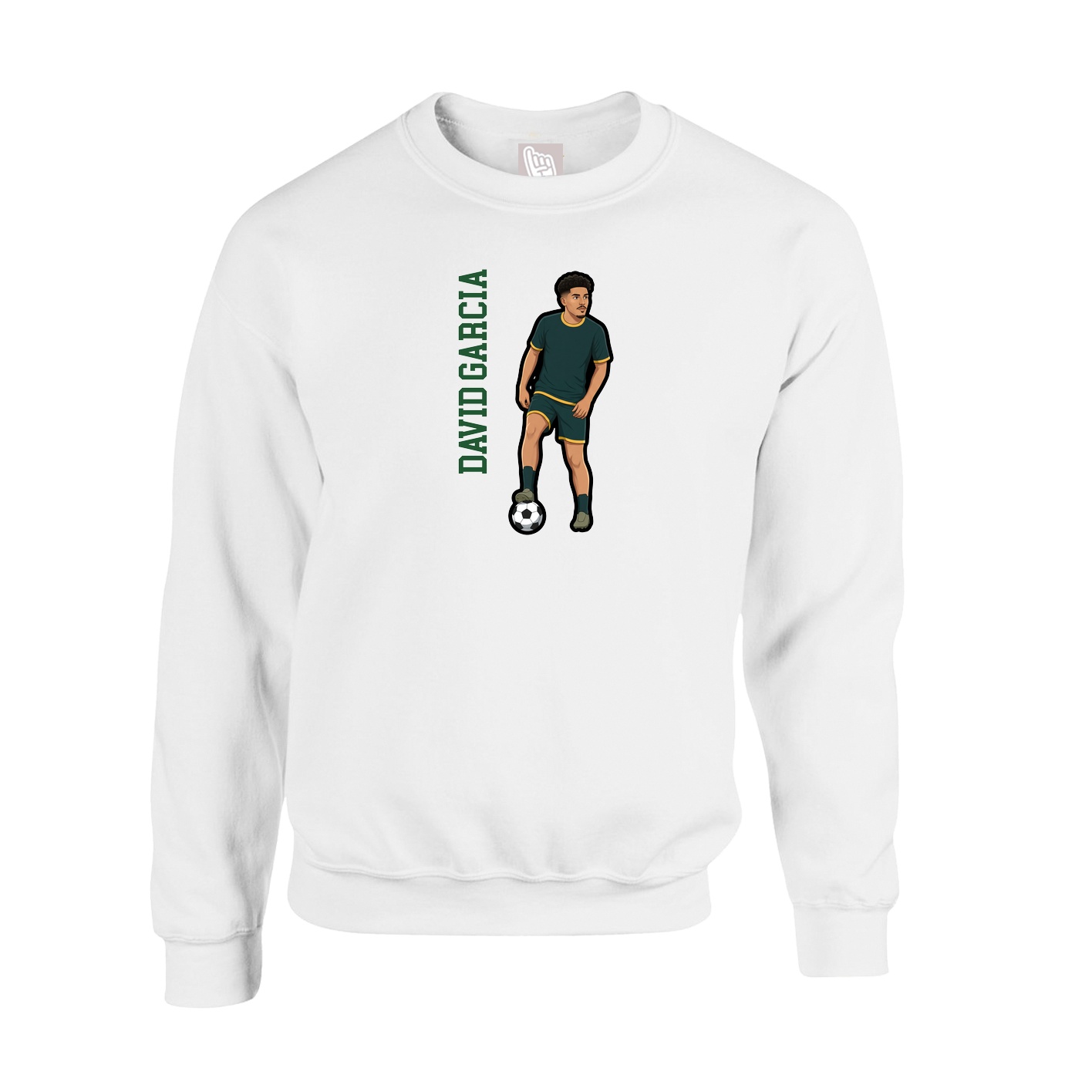 Fleece Crew — Name Vertical in White