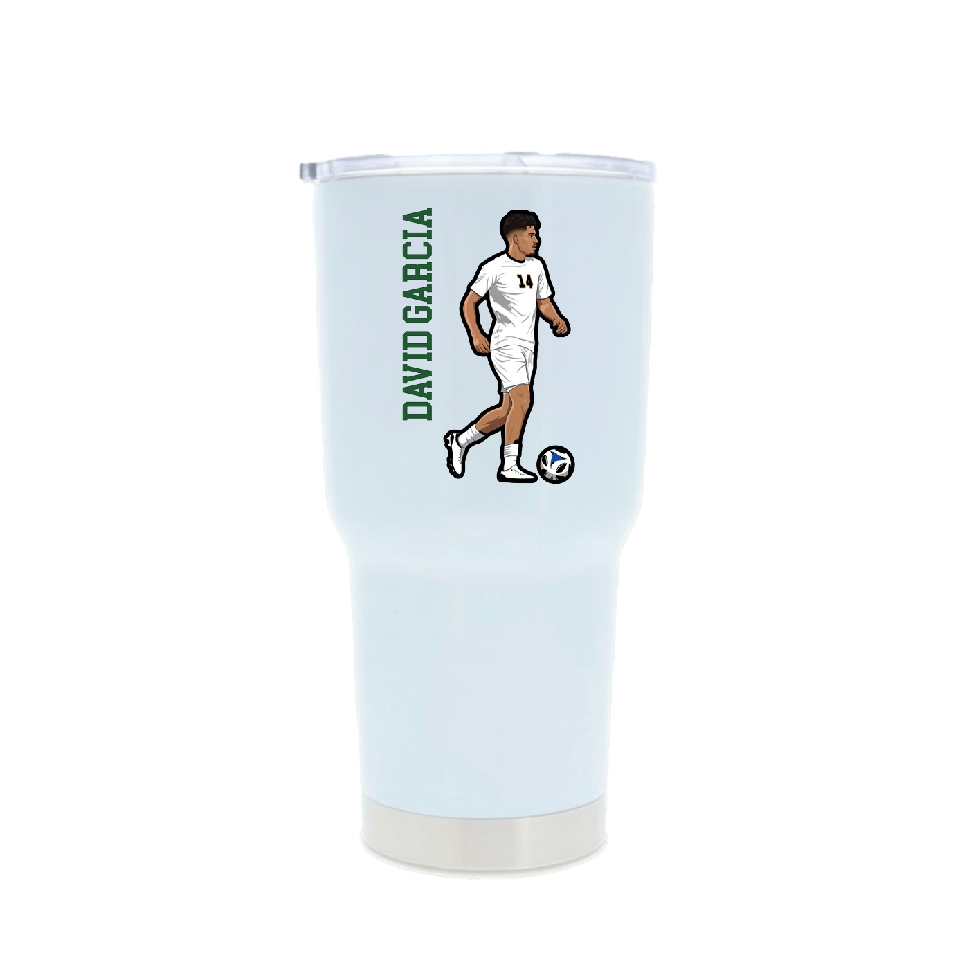 30oz Stainless Steel Tumbler — Name Vertical in White