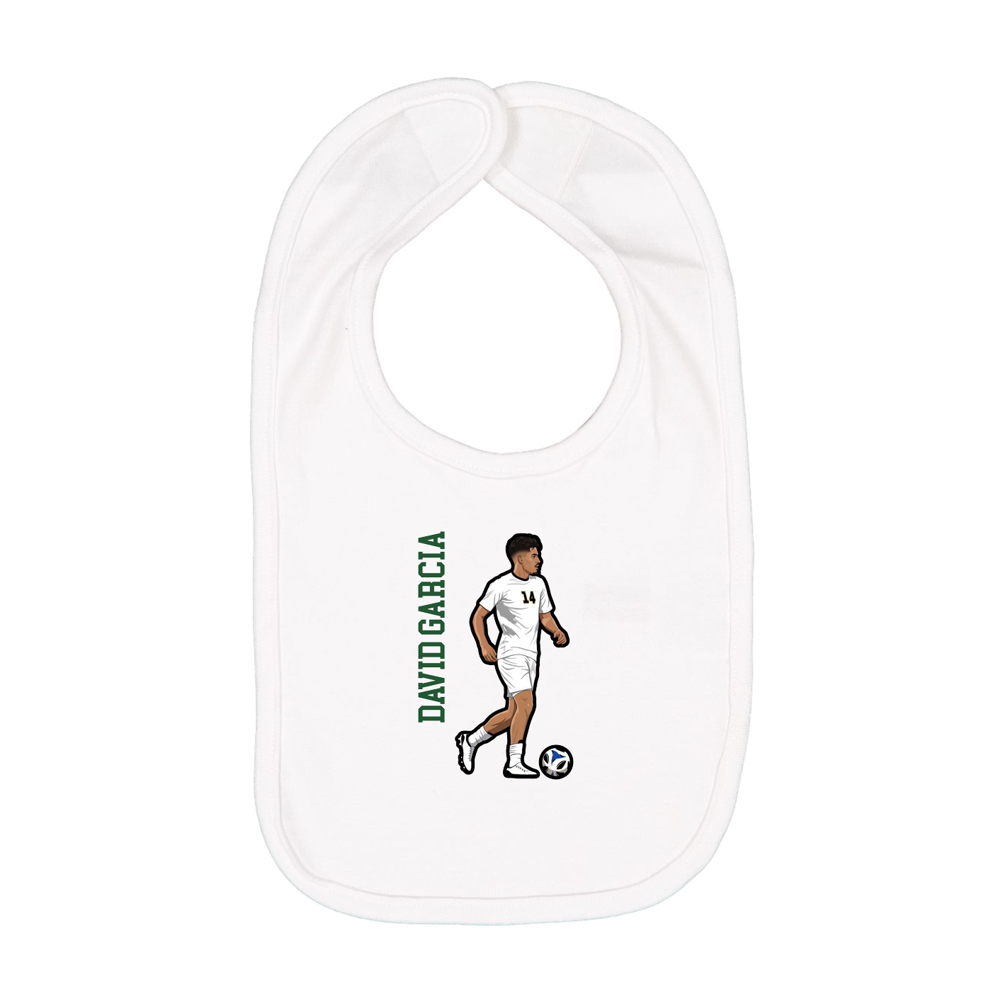 Infant Bib — Name Vertical in White