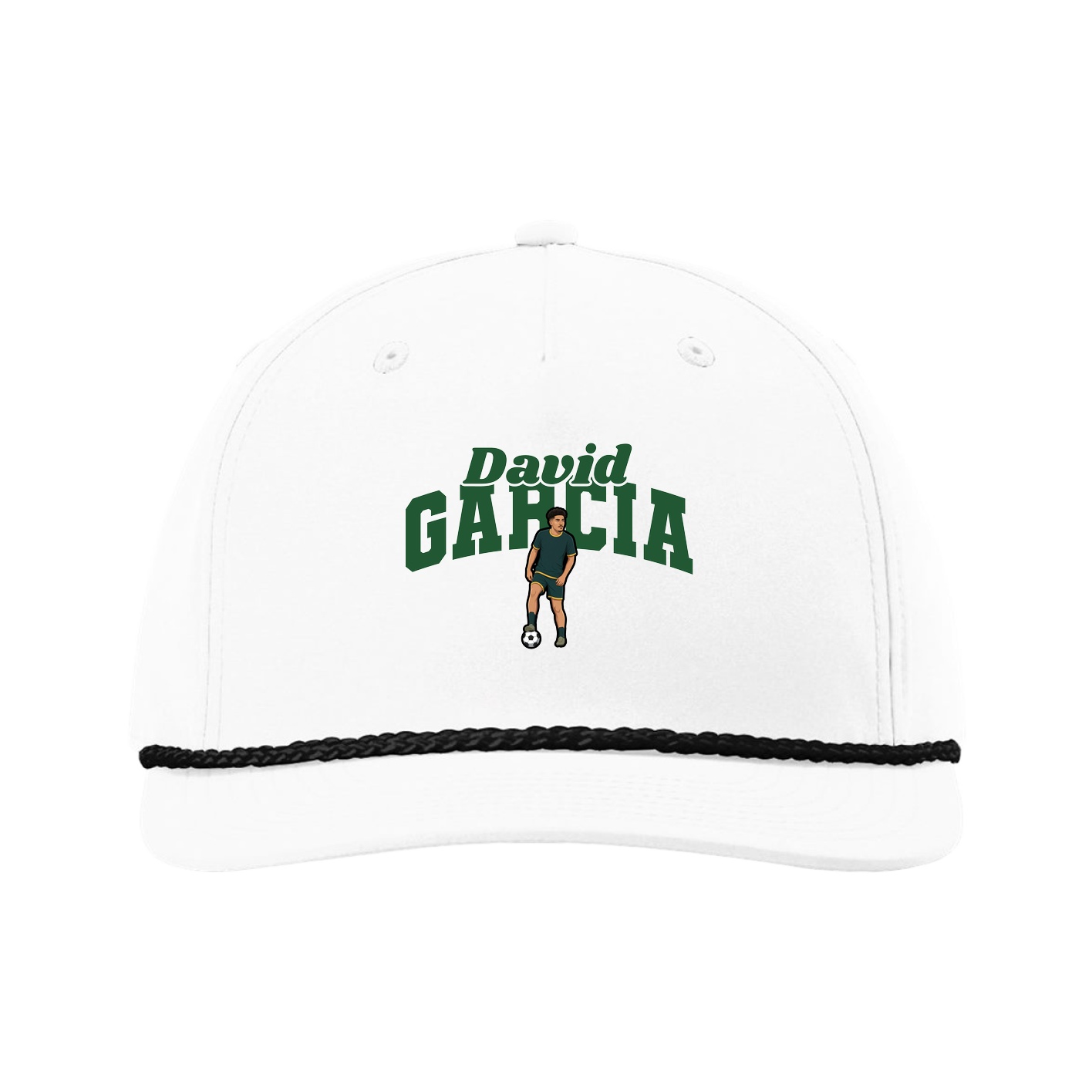 Five-Panel Classic Rope Cap — Signature Arch in White
