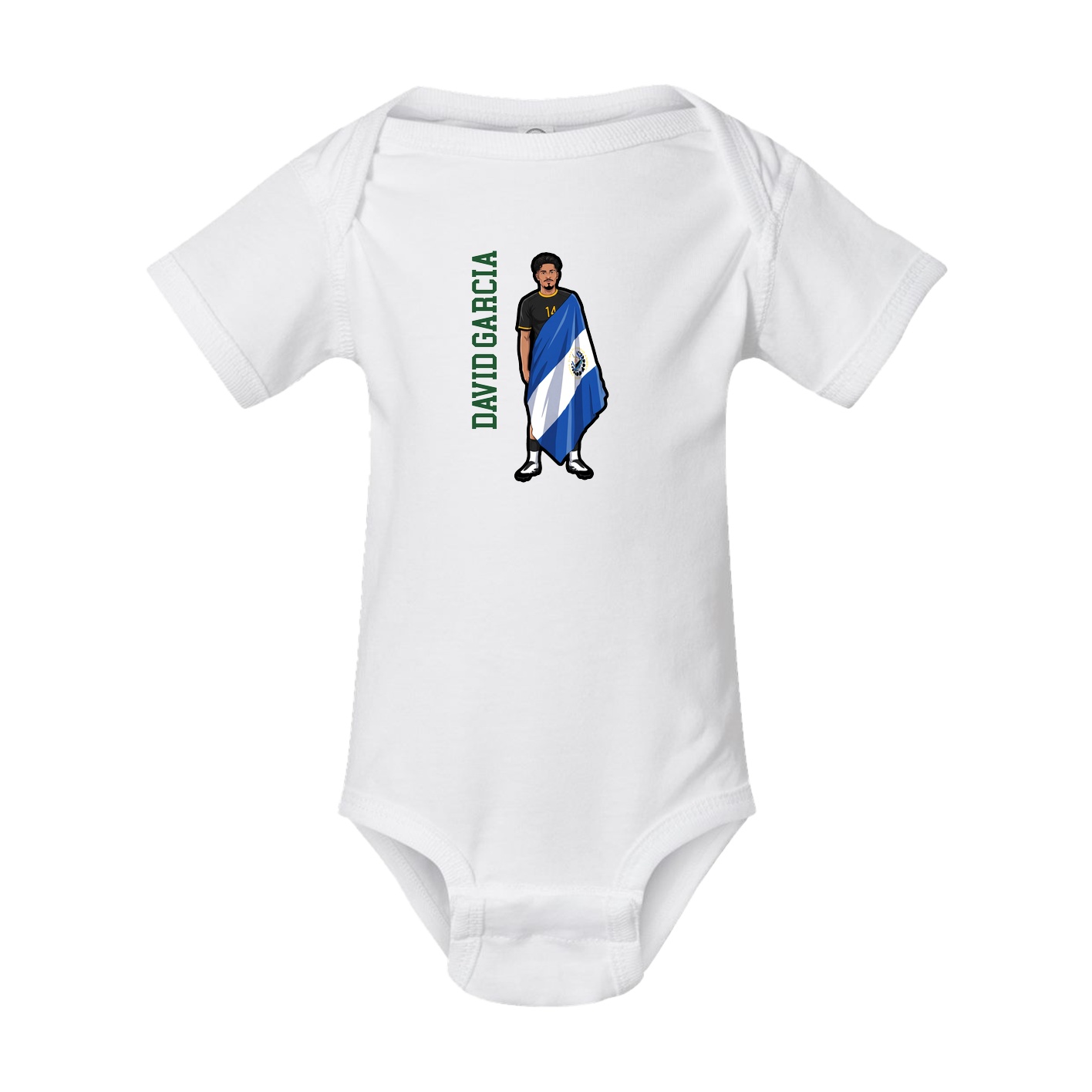 Baby Onesie — Name Vertical in White