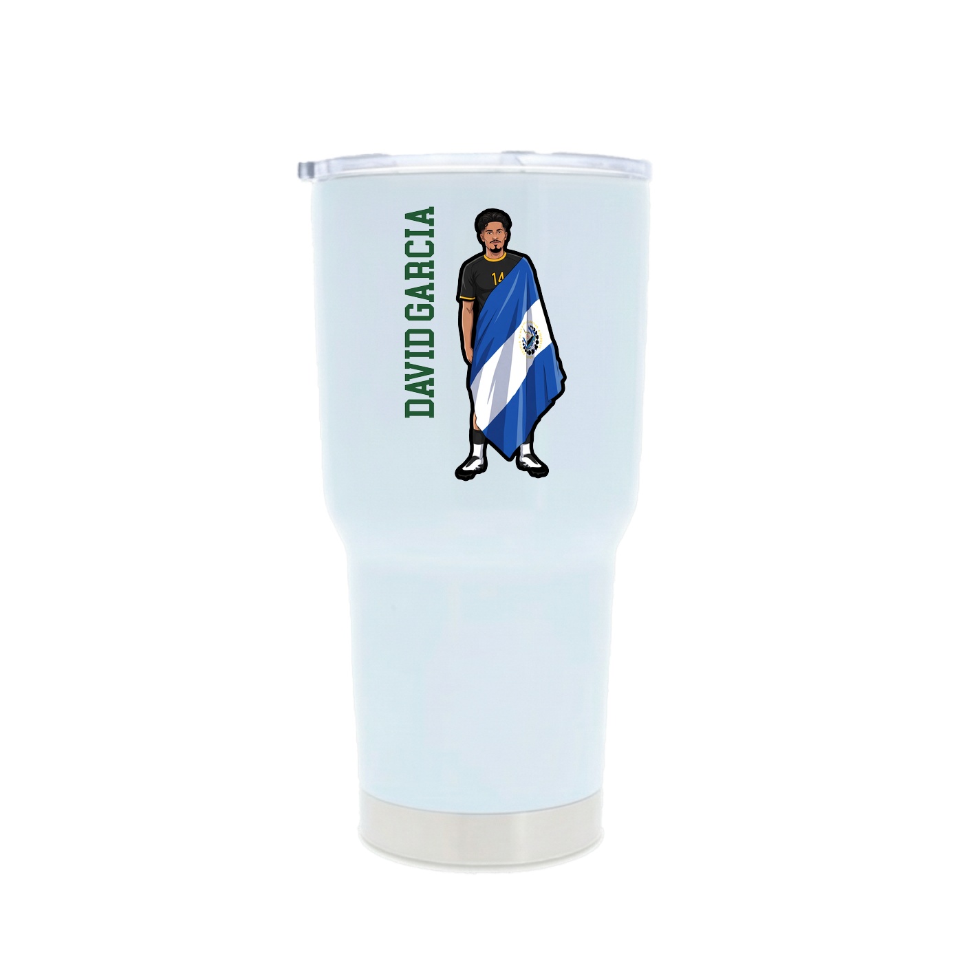 30oz Stainless Steel Tumbler — Name Vertical in White