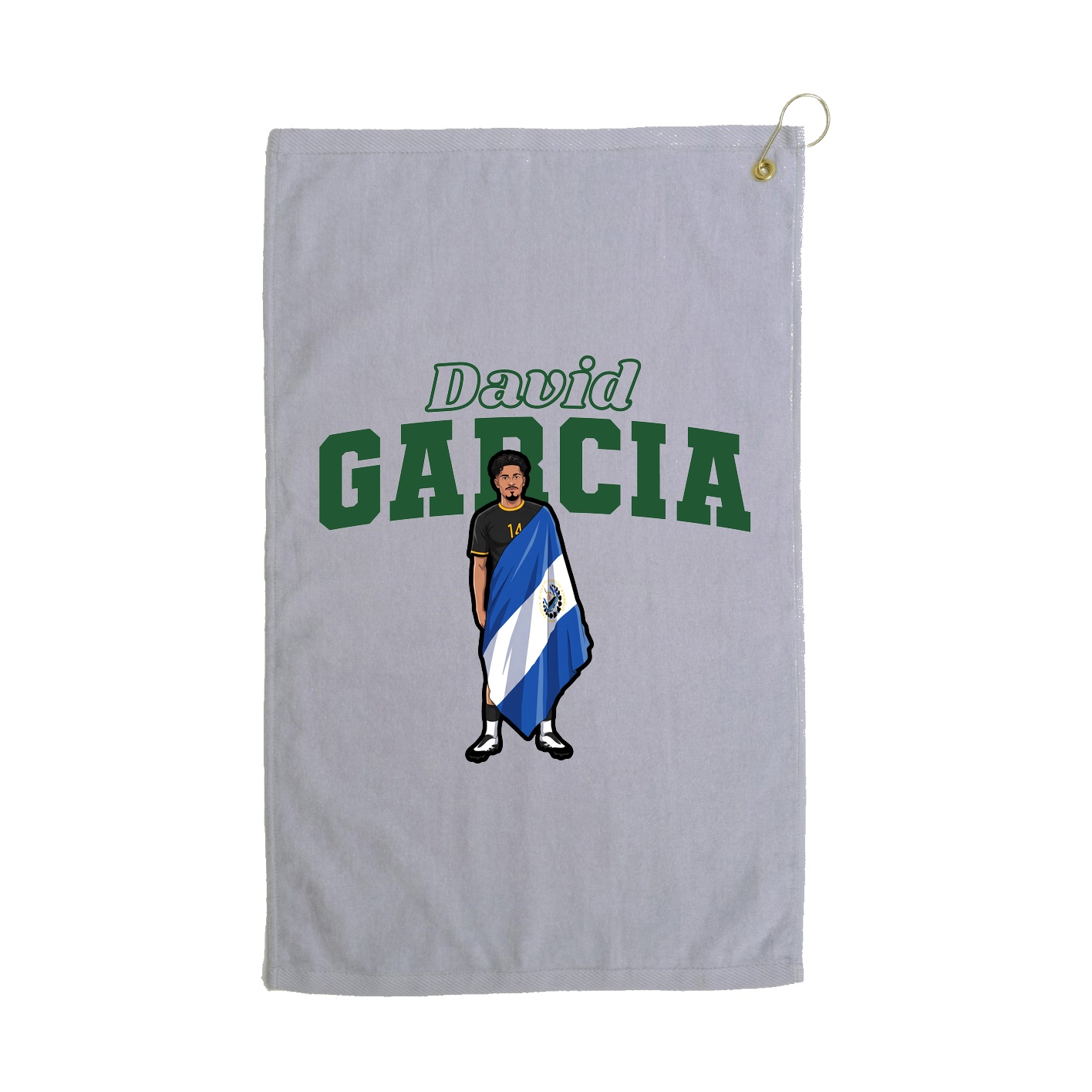 Golf Towel — Name Arch in Grey