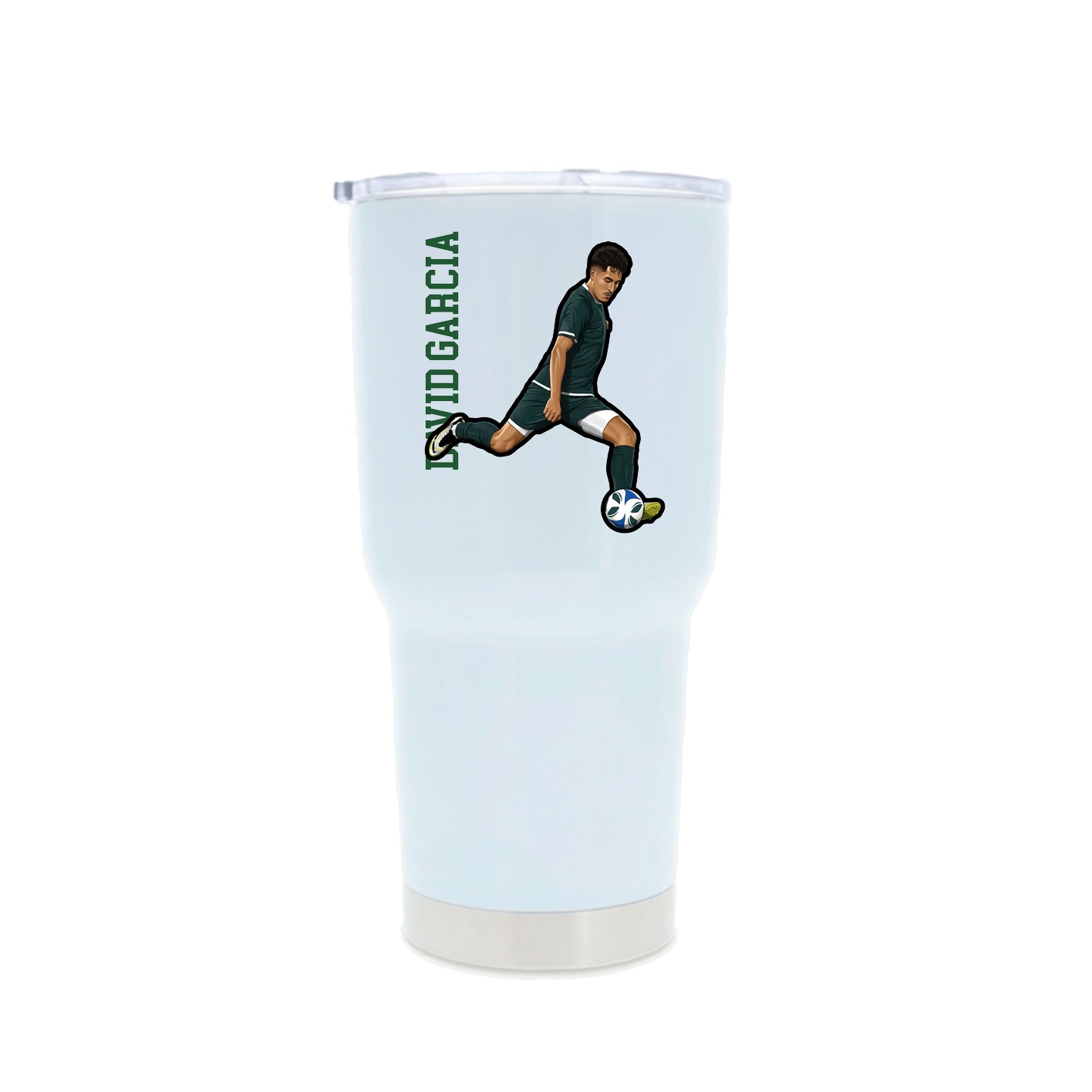30oz Stainless Steel Tumbler — Name Vertical in White