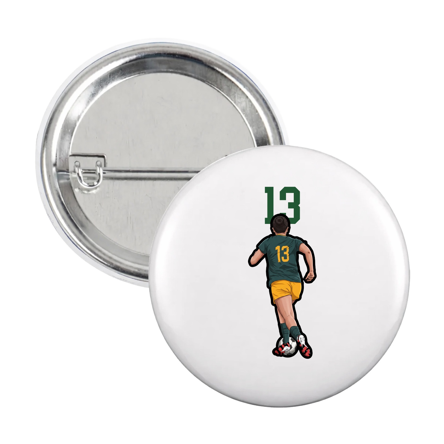 Game Day Button — Number Top in White