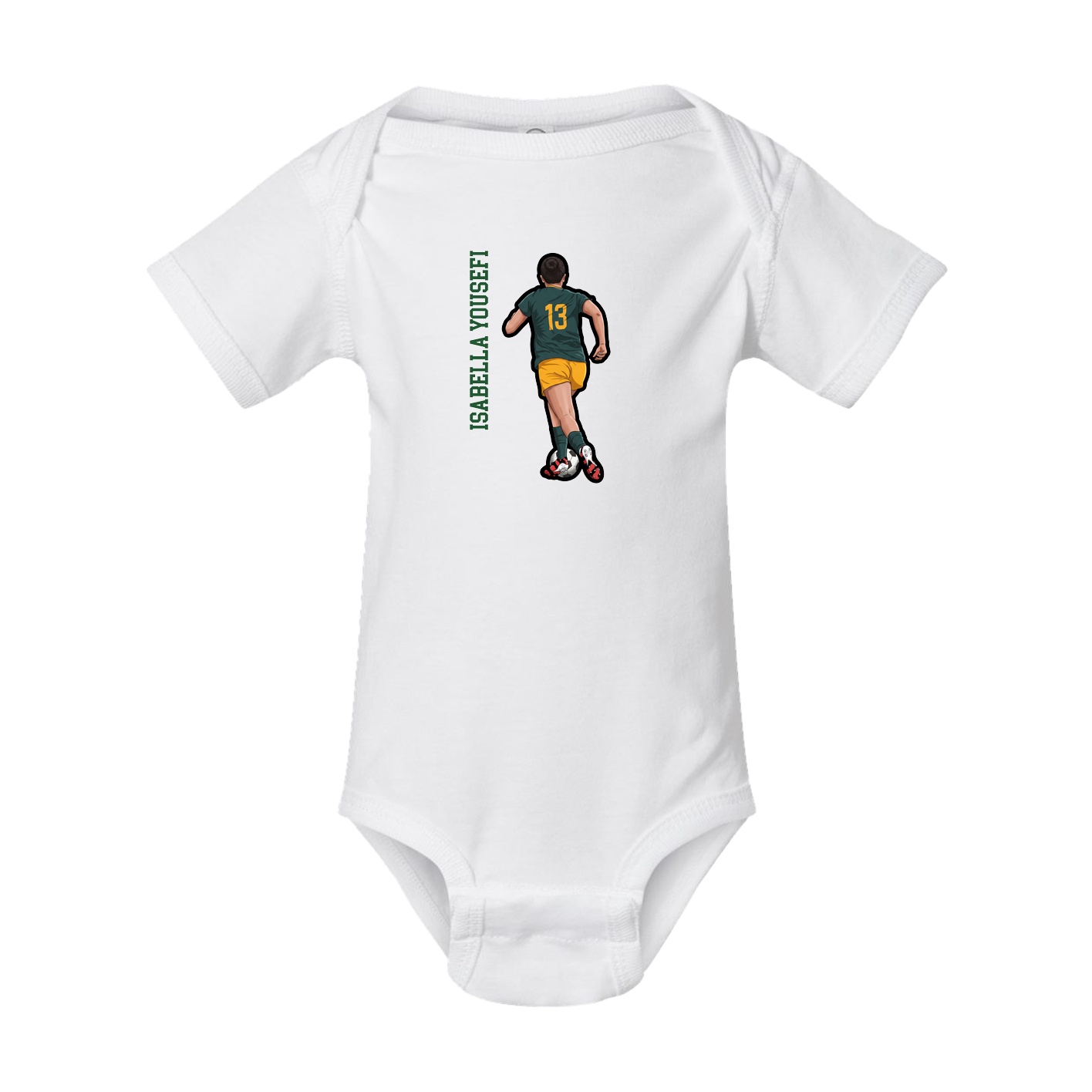 Baby Onesie — Name Vertical in White