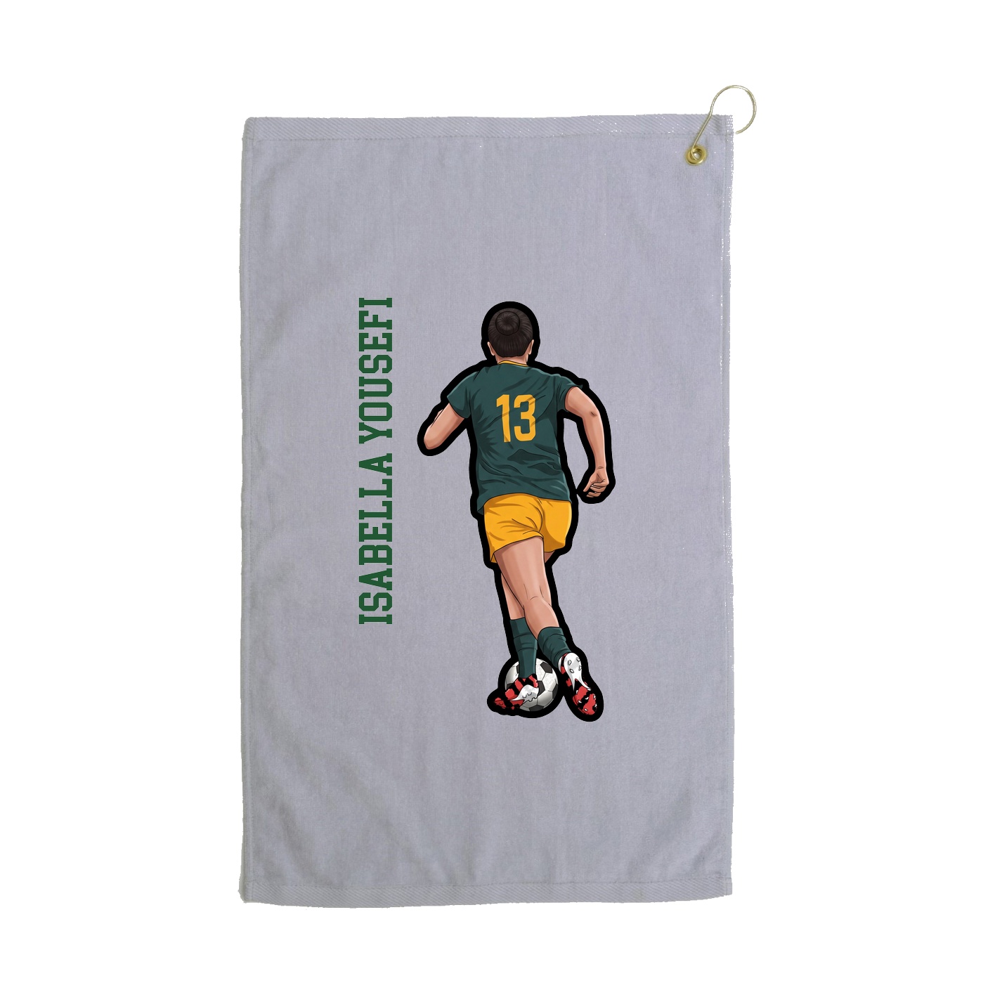 Golf Towel — Name Vertical in Grey