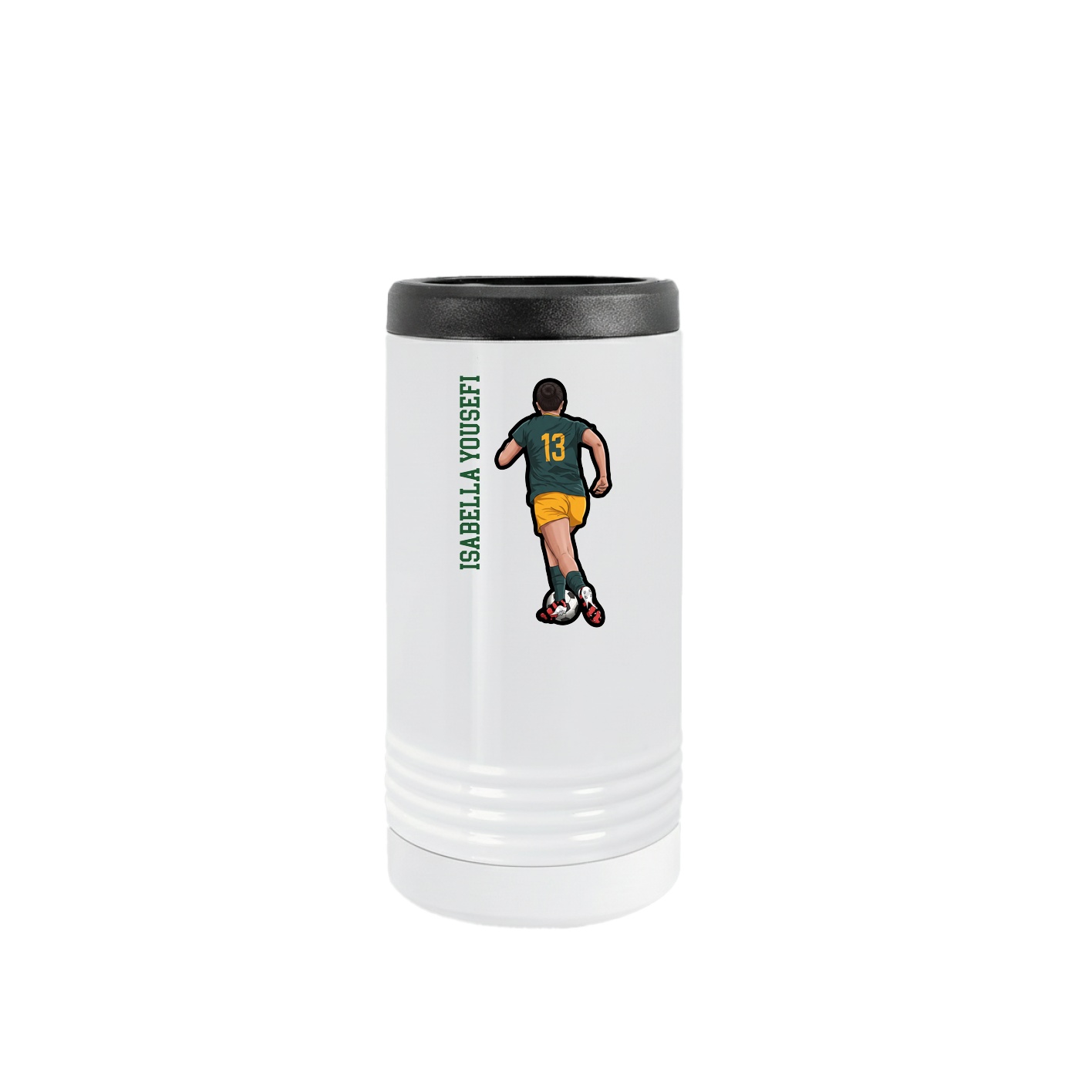 Slim Beverage Holder — Name Vertical in White