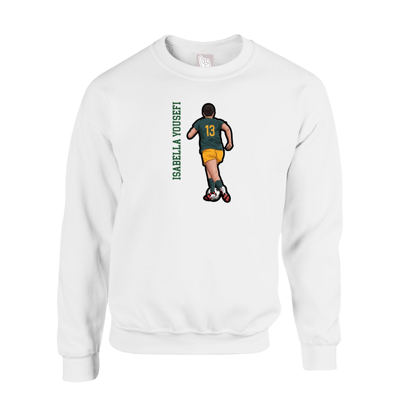 Fleece Crew — Name Vertical in White