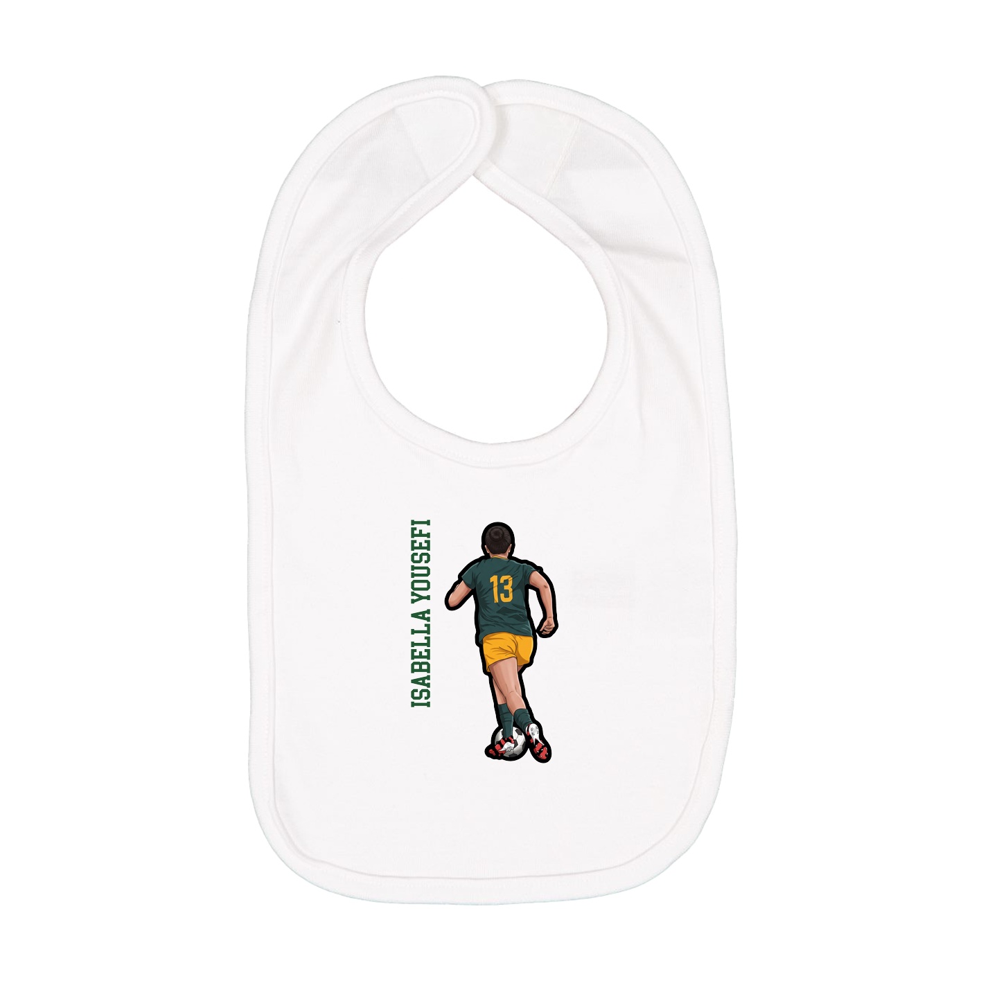 Infant Bib — Name Vertical in White