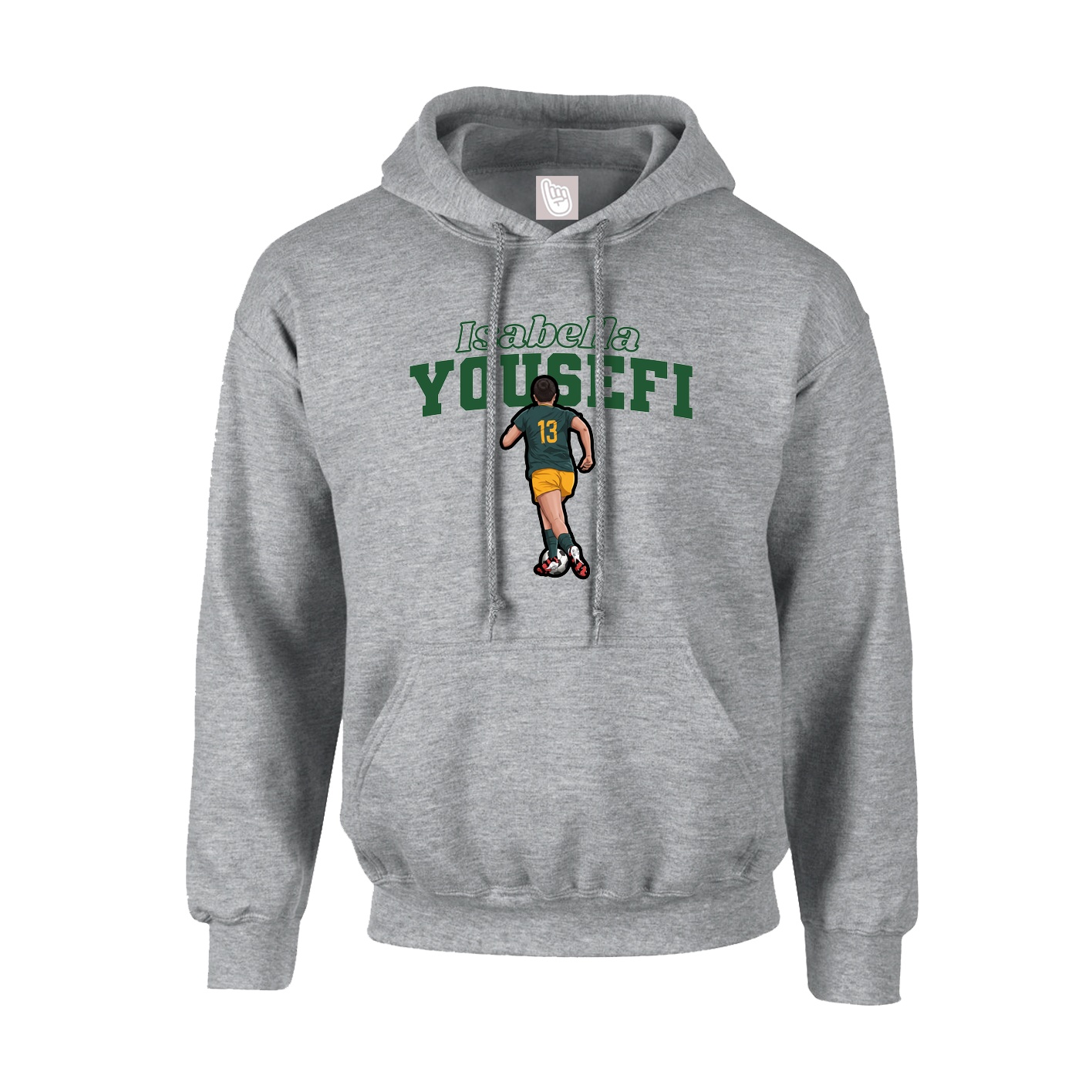 Youth Hoodie — Name Arch in Grey