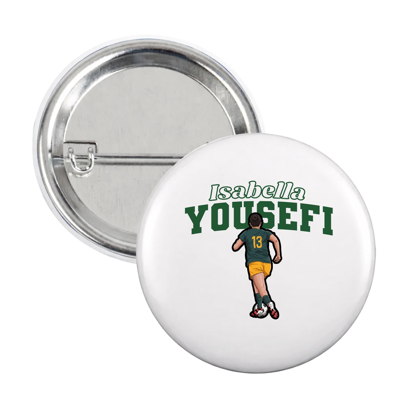 Game Day Button — Name Arch in White