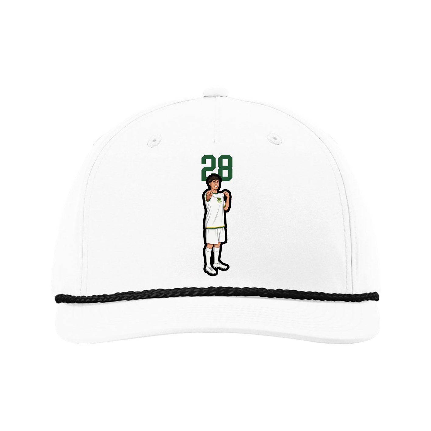 Five-Panel Classic Rope Cap — Number Top in White