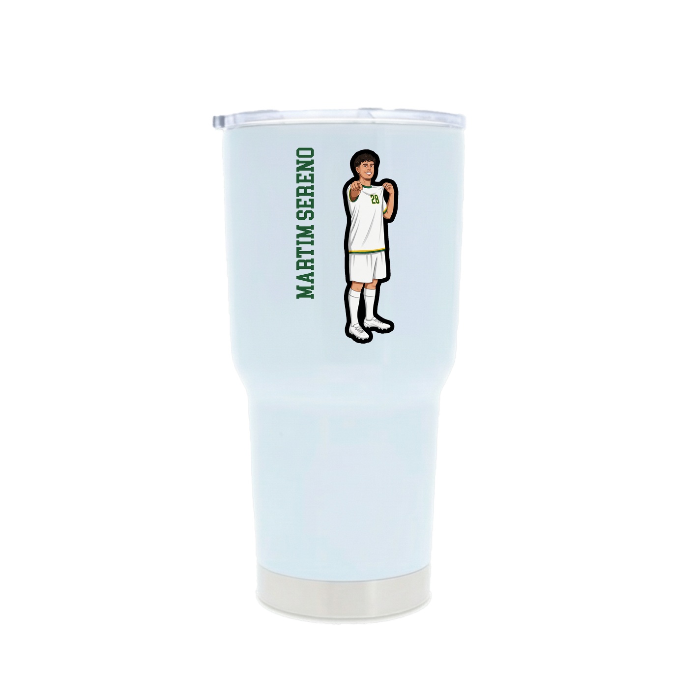 30oz Stainless Steel Tumbler — Name Vertical in White