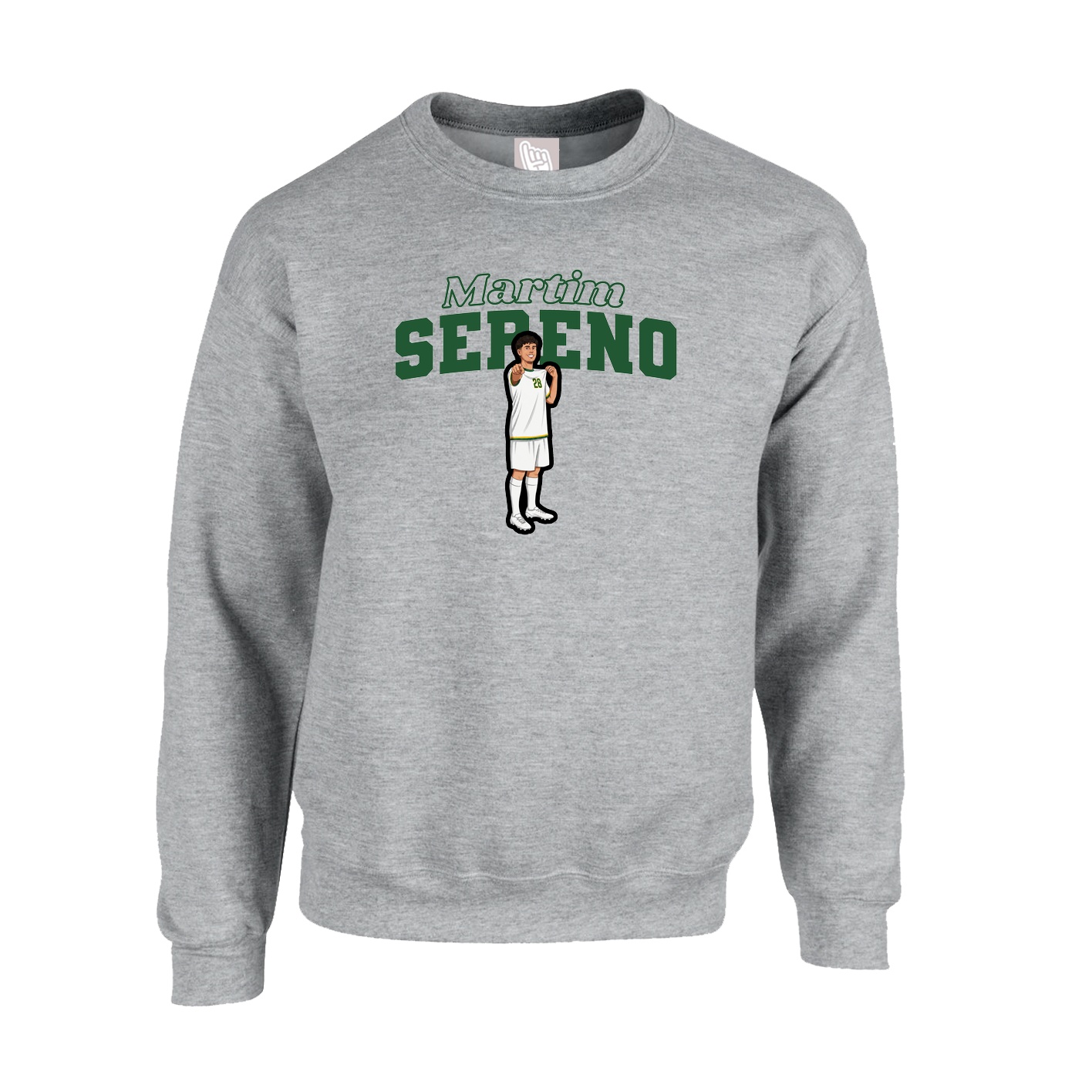 Fleece Crew — Name Arch in Grey
