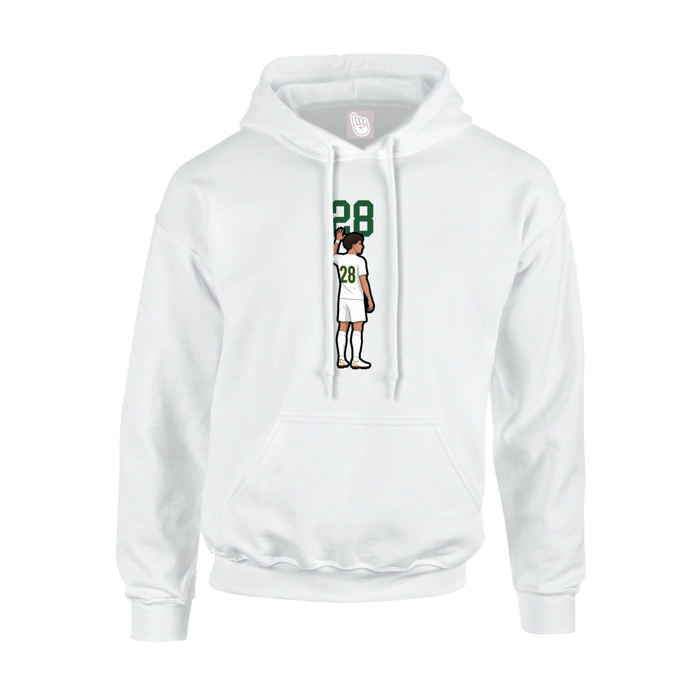Youth Hoodie — Number Top in White