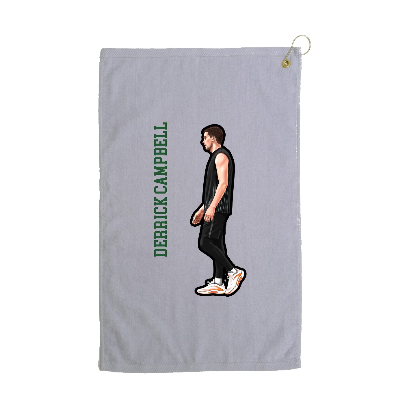 Golf Towel — Name Vertical in Grey