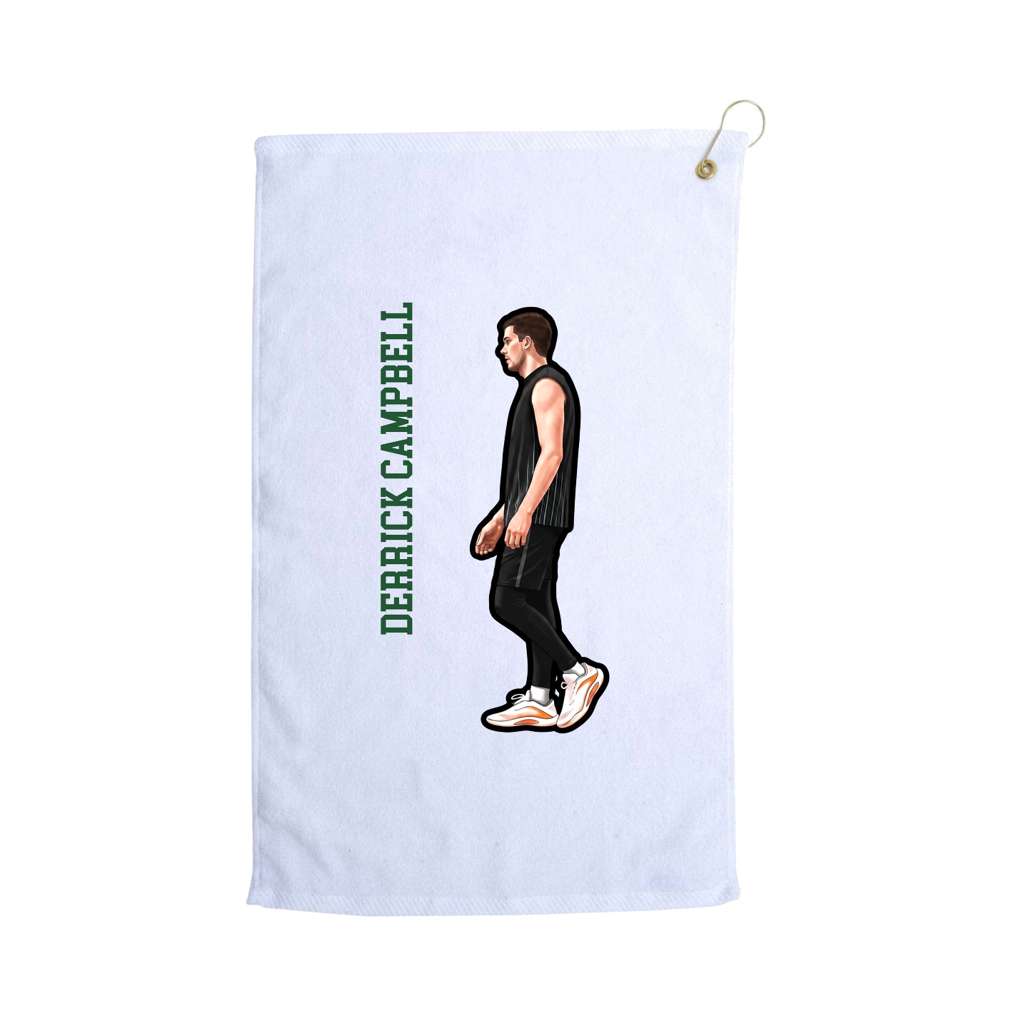 Golf Towel — Name Vertical in White