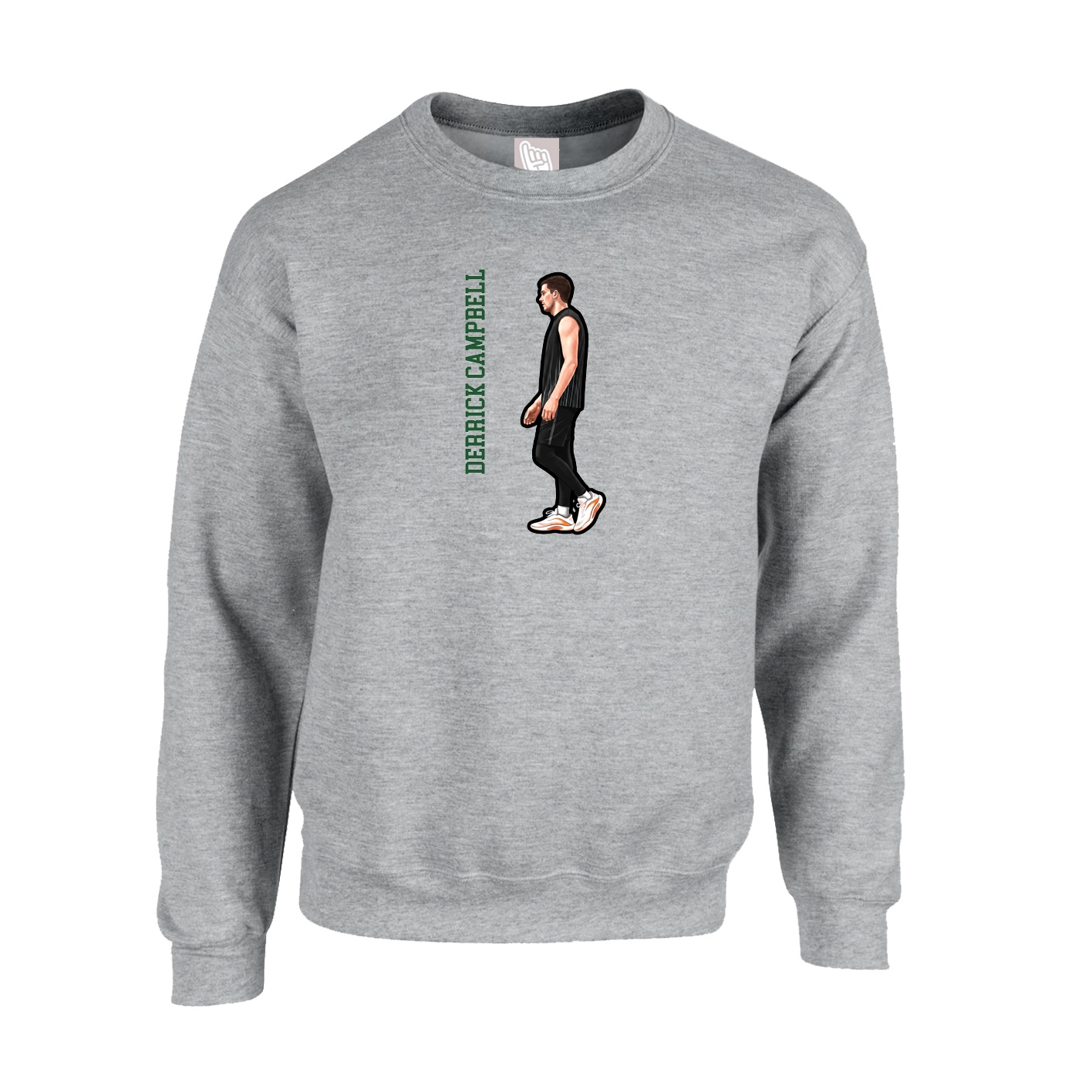 Fleece Crew — Name Vertical in Grey