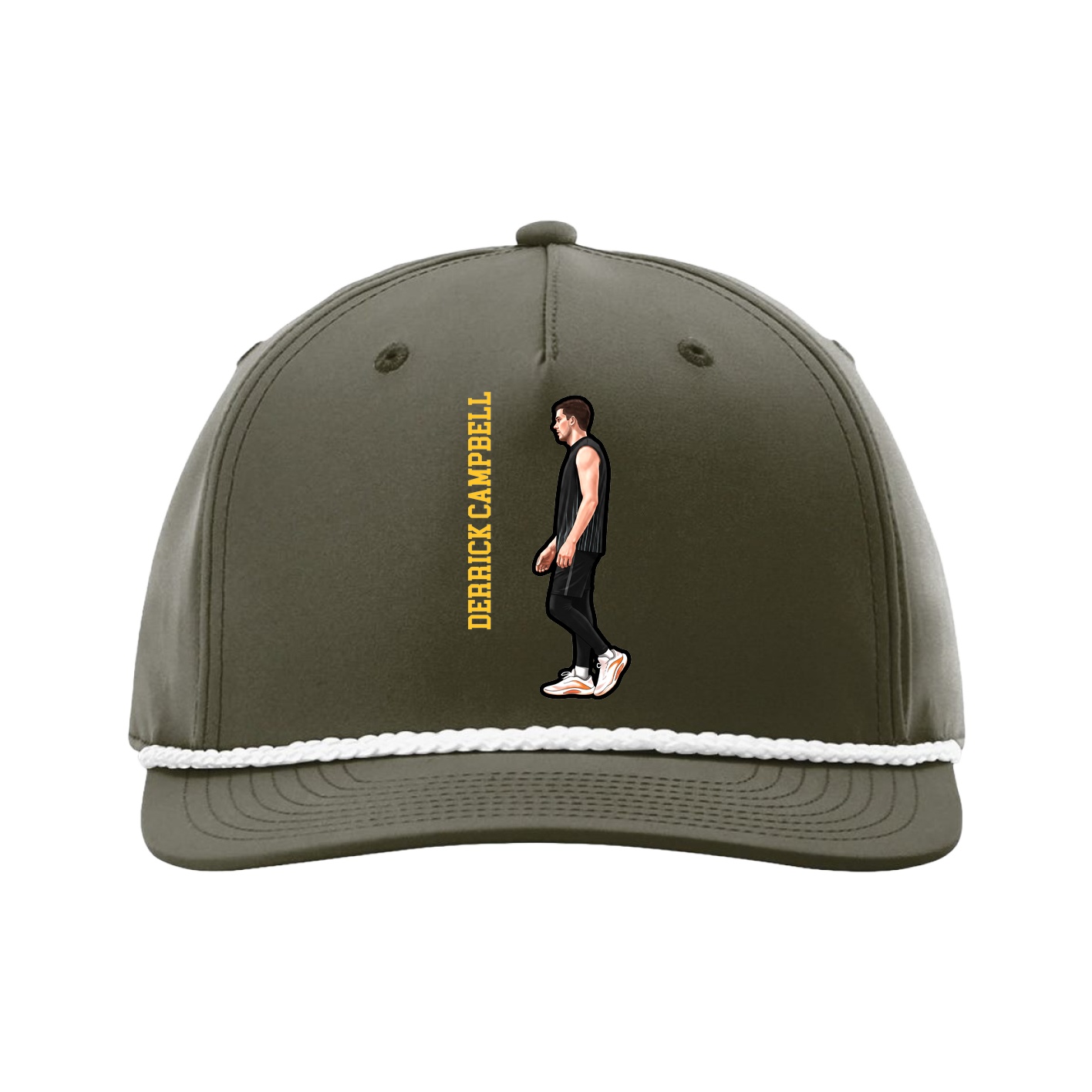 Five-Panel Classic Rope Cap — Name Vertical in Green