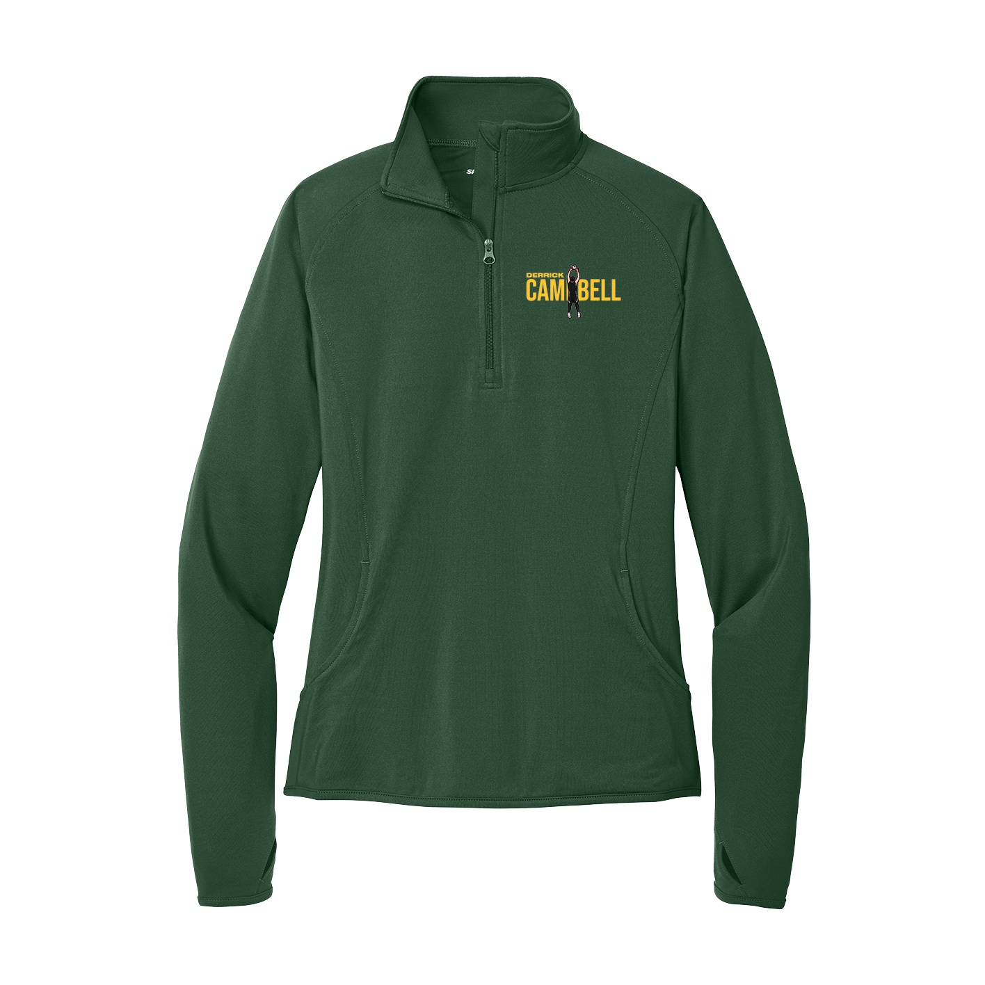 Women's Q-Zip Pullover — Player Name in Green
