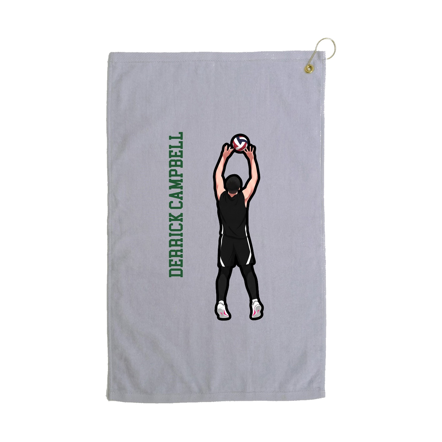 Golf Towel — Name Vertical in Grey