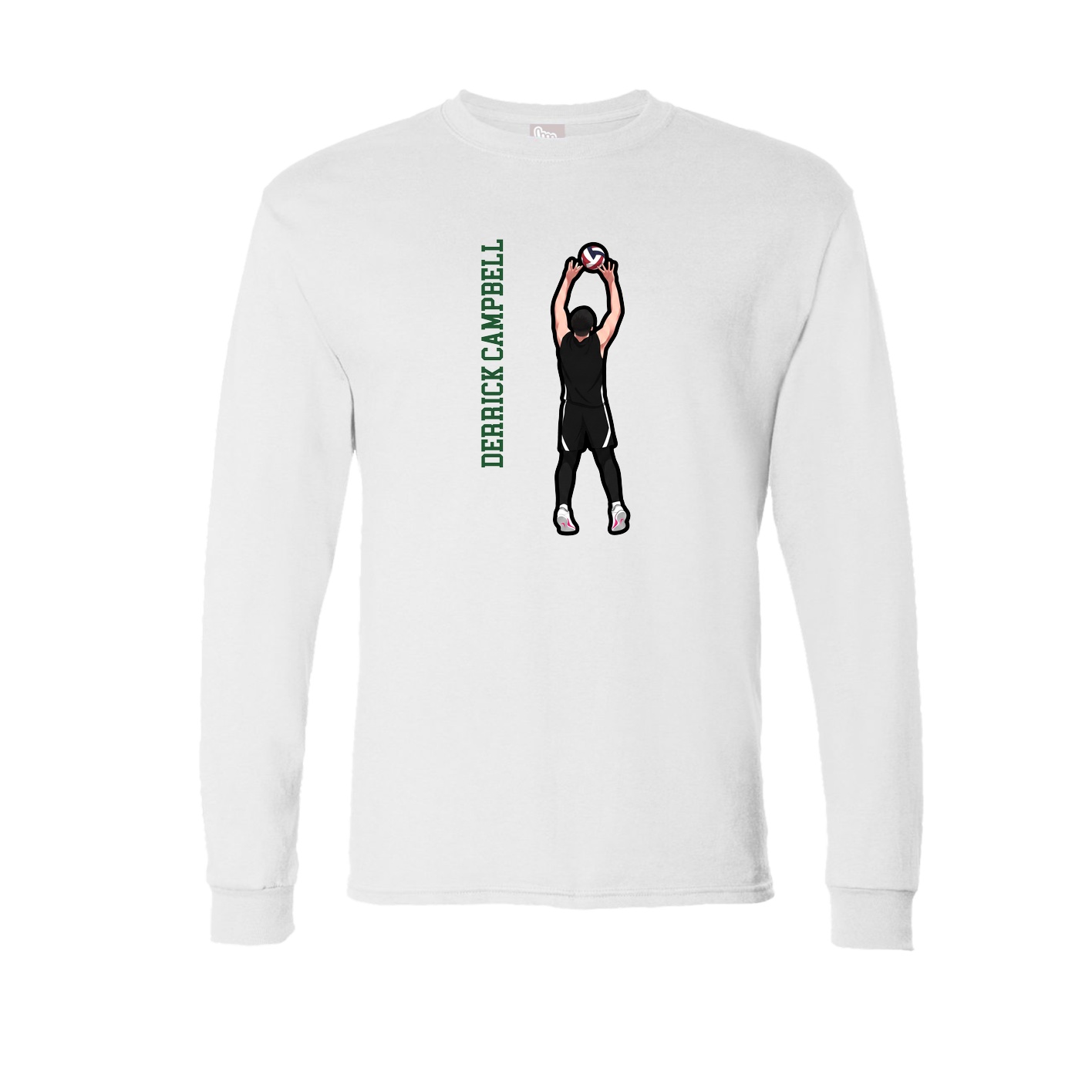 Long Sleeve Tee — Name Vertical in White