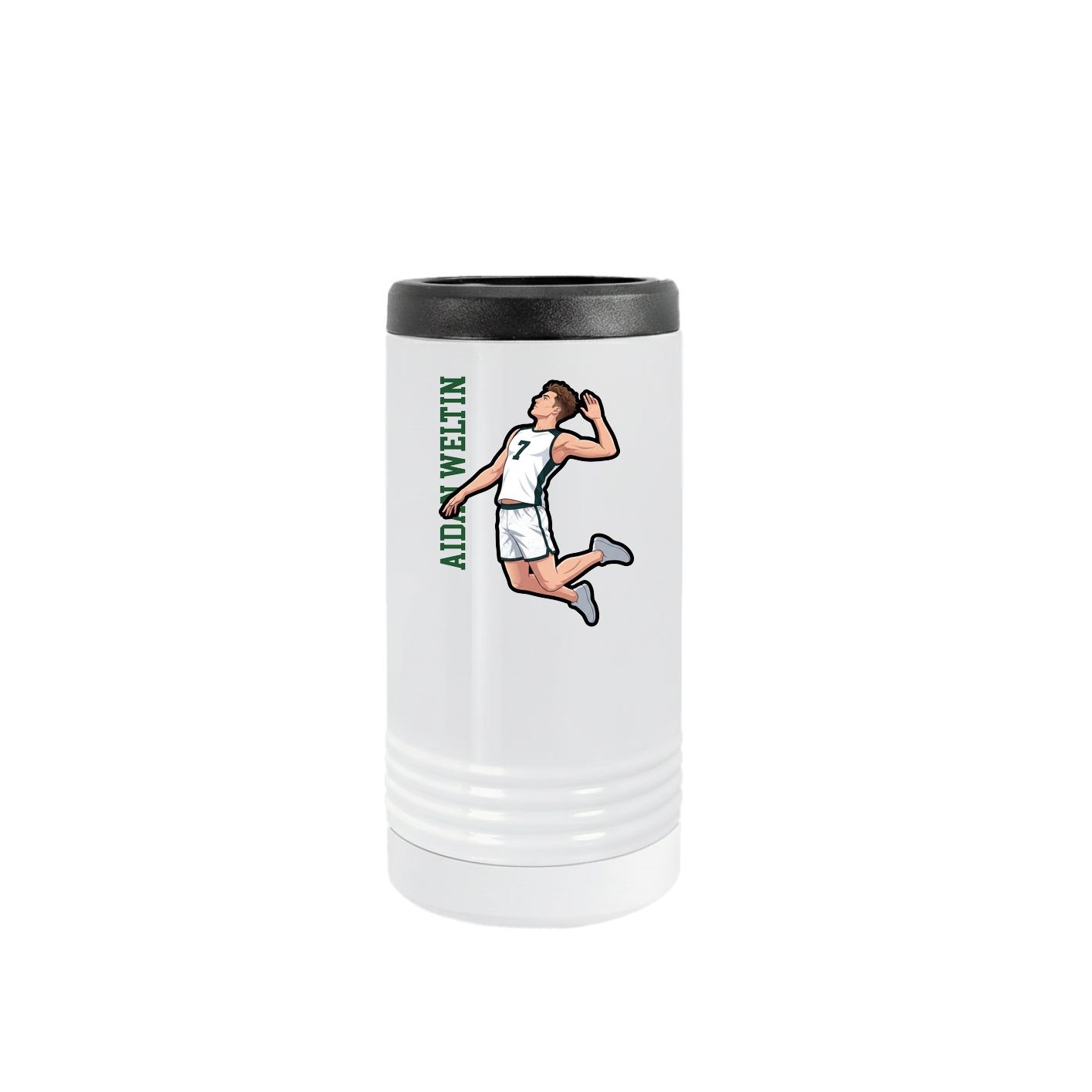 Slim Beverage Holder — Name Vertical in White