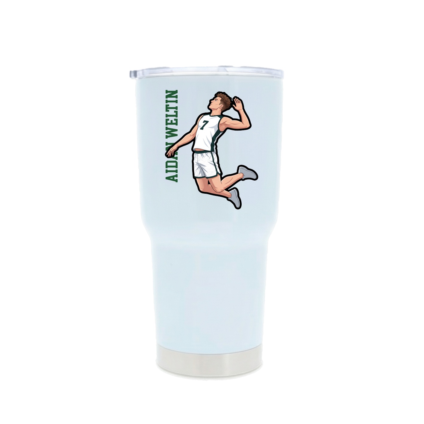 30oz Stainless Steel Tumbler — Name Vertical in White
