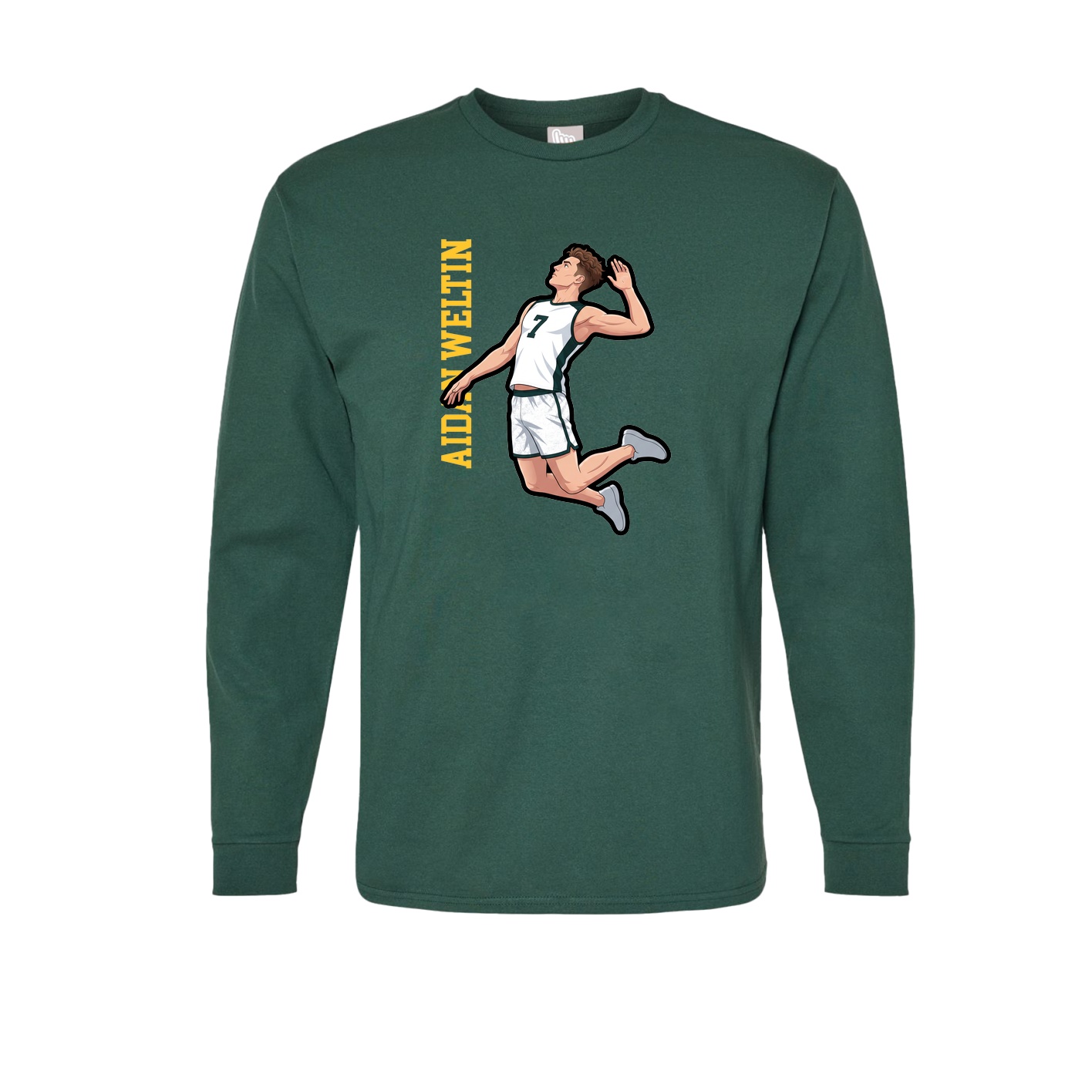 Long Sleeve Tee — Name Vertical in Green
