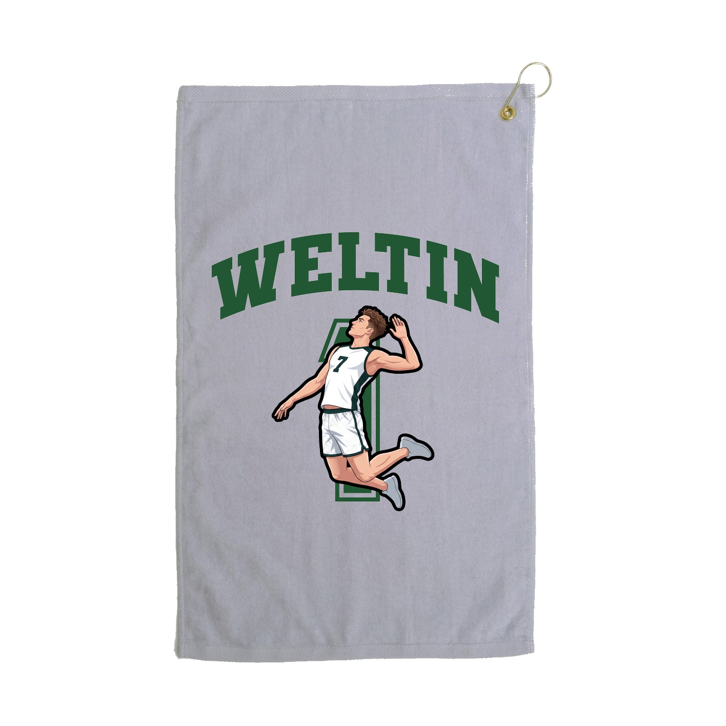 Golf Towel — Number in Grey