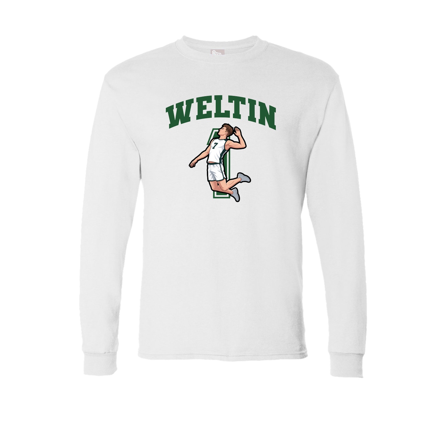 Long Sleeve Tee — Number in White