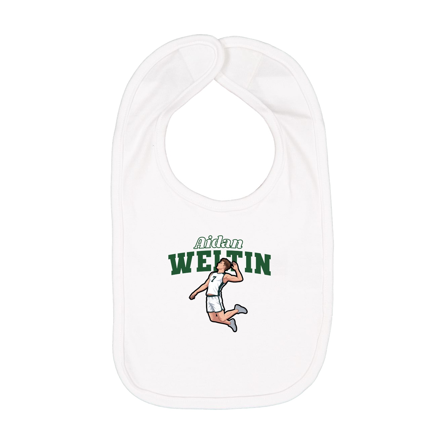 Infant Bib — Name Arch in White