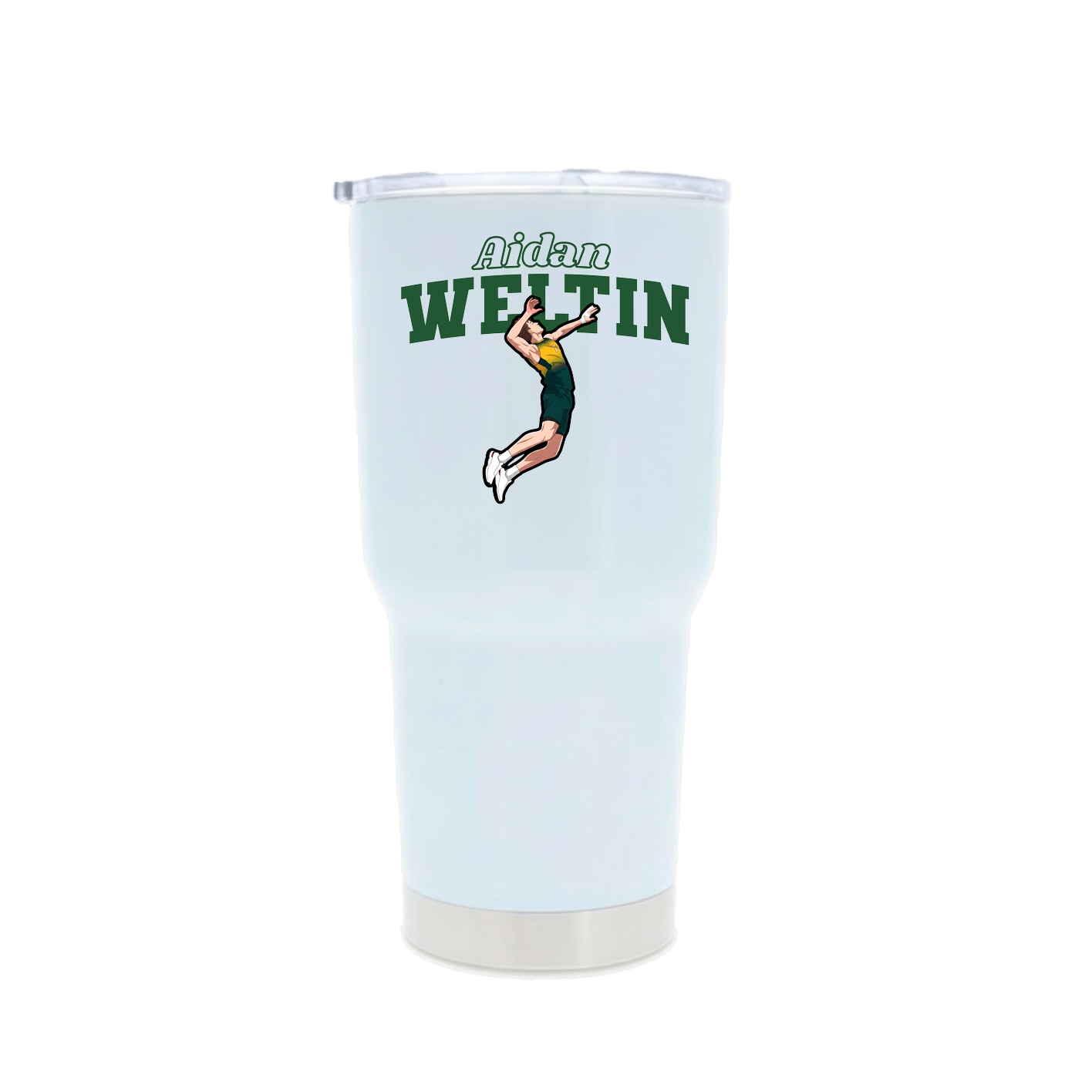 30oz Stainless Steel Tumbler — Name Arch in White