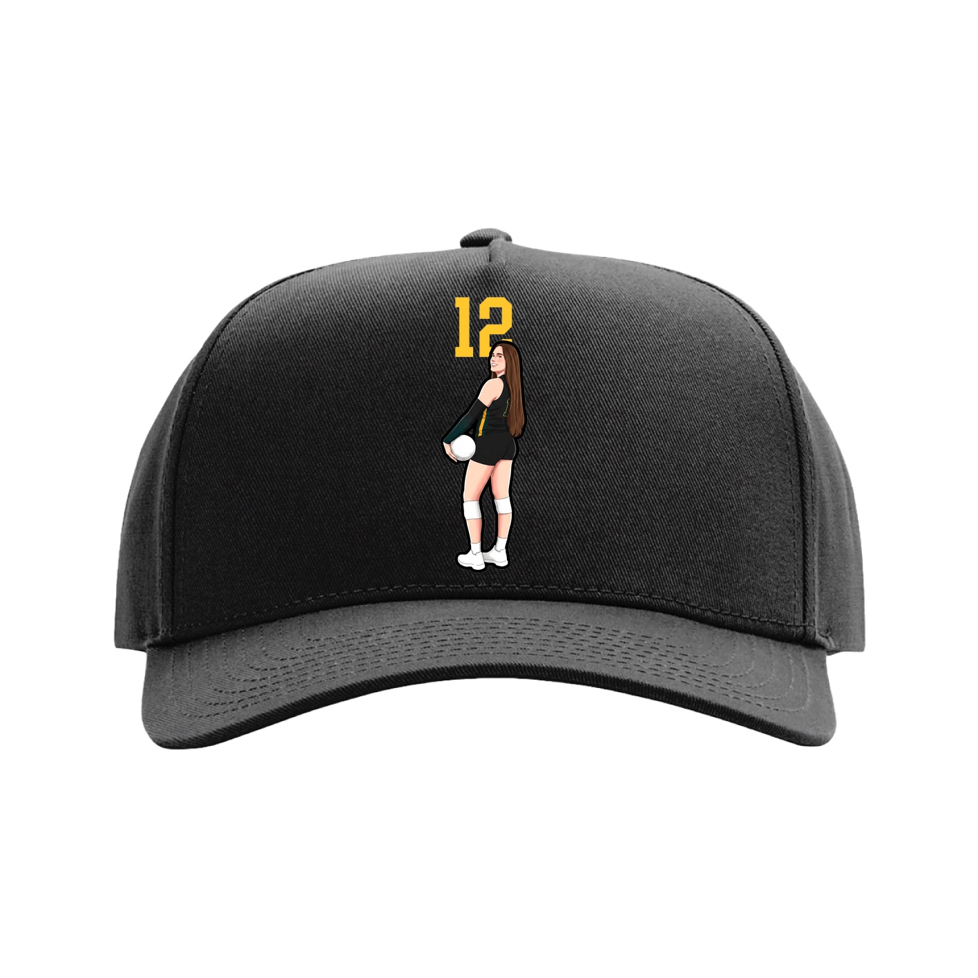 Full Fabric Five-Panel Champ Cap — Number Top in Black