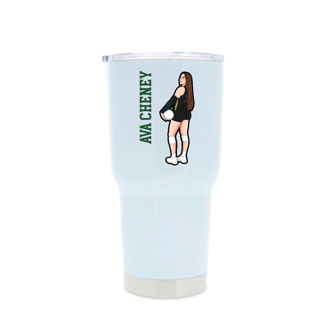 30oz Stainless Steel Tumbler — Name Vertical in White