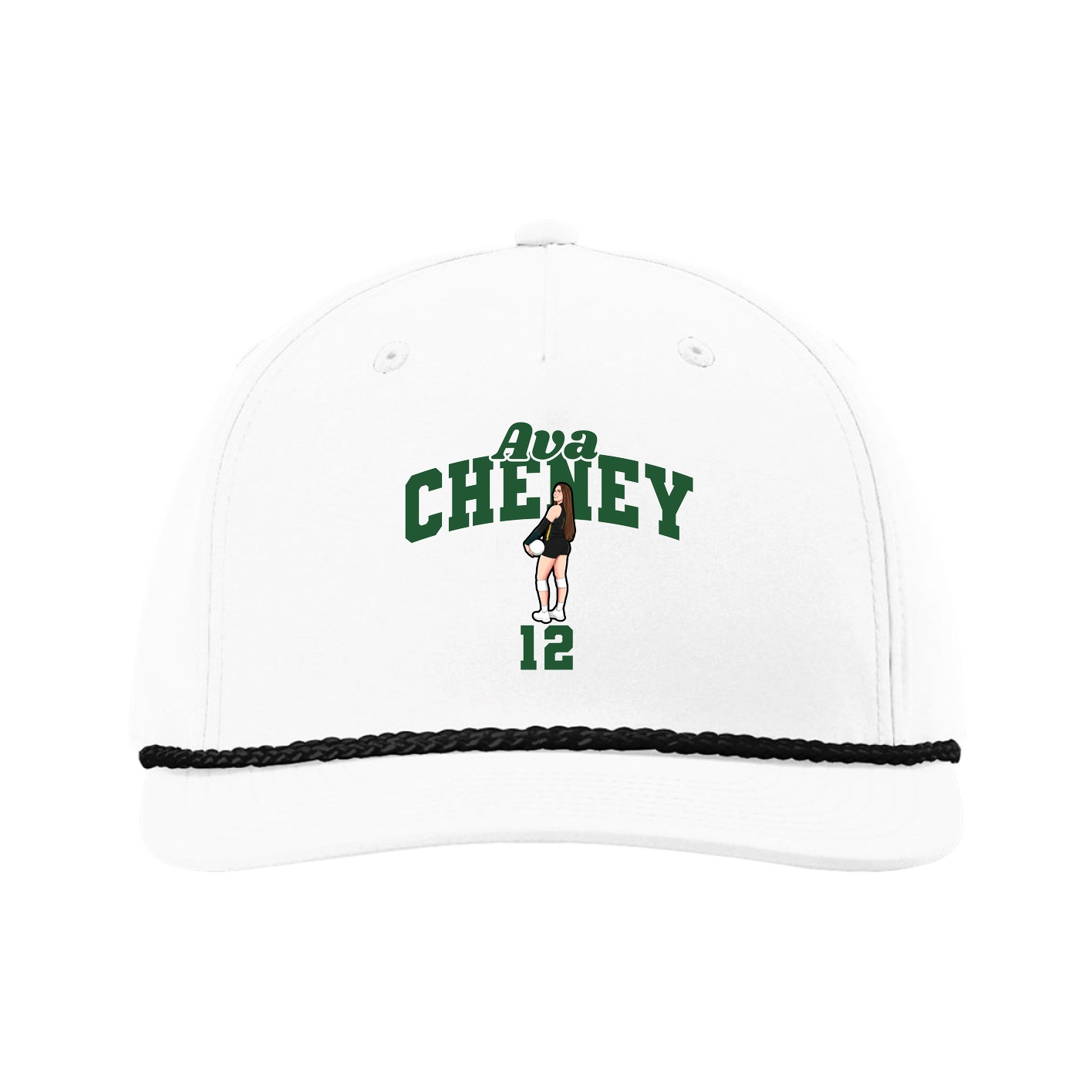Five-Panel Classic Rope Cap — Signature Arch in White